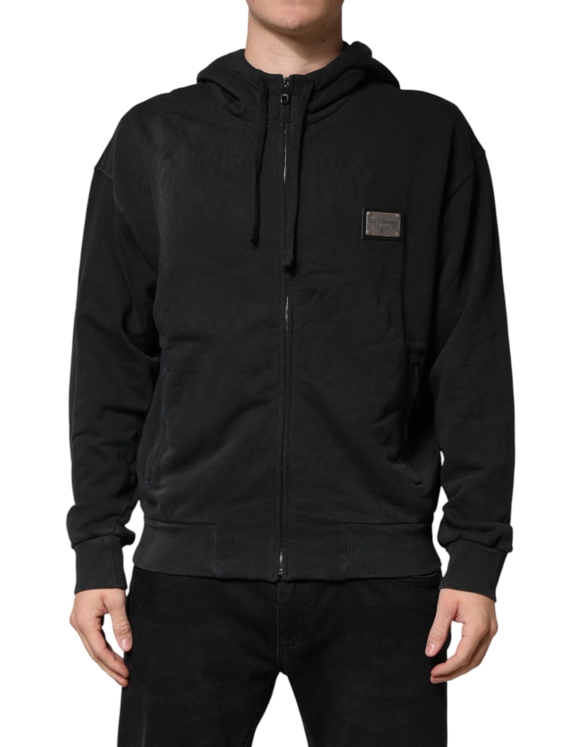 Dolce & Gabbana Black Full Zip Hooded Men Sweatshirt Sweater - Image 2