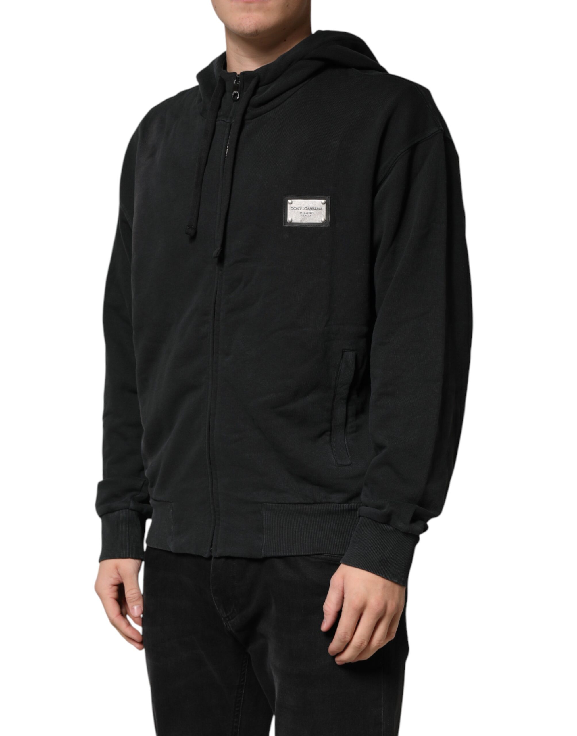 Dolce & Gabbana Black Full Zip Hooded Men Sweatshirt Sweater - Image 3