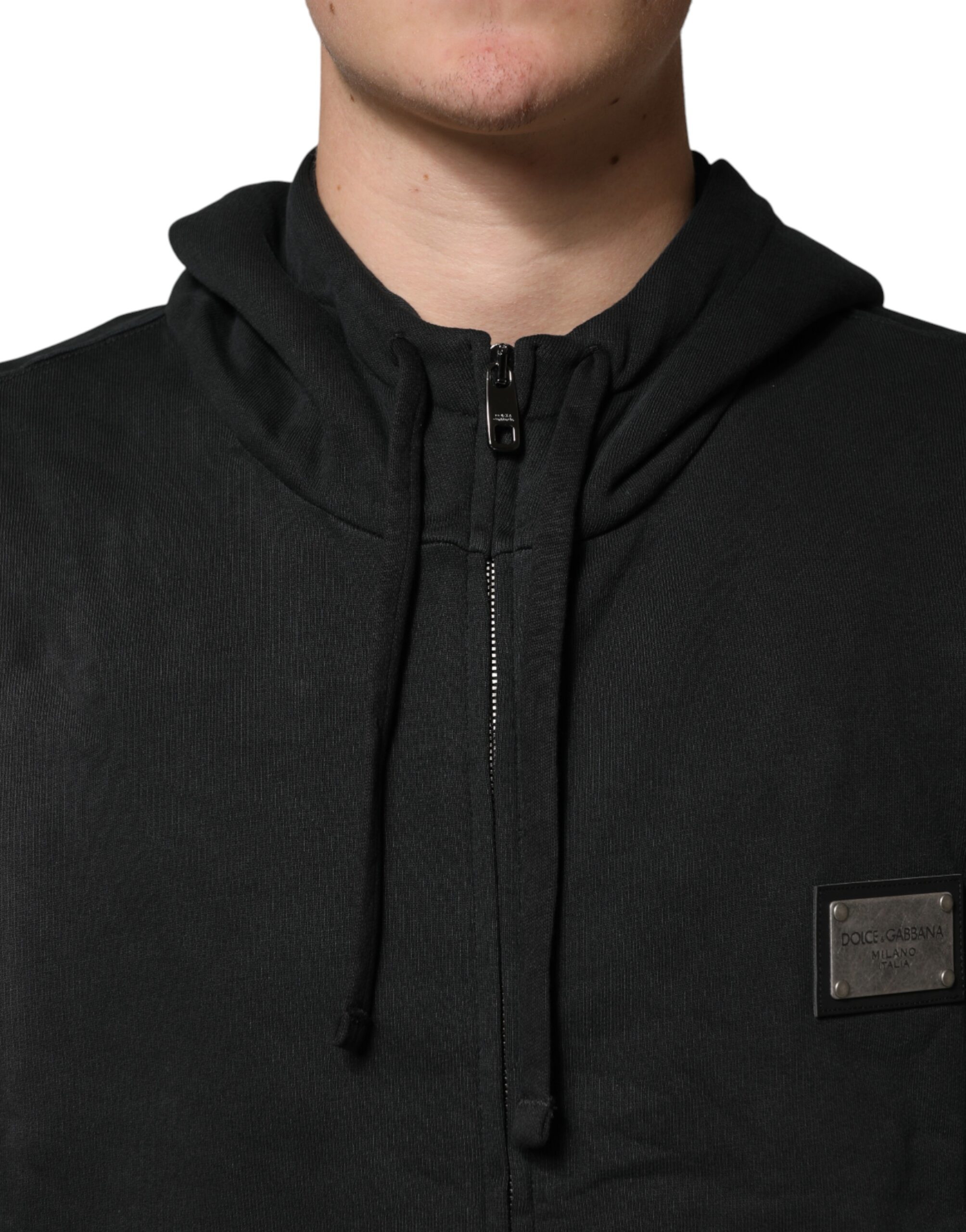 Dolce & Gabbana Black Full Zip Hooded Men Sweatshirt Sweater - Image 5
