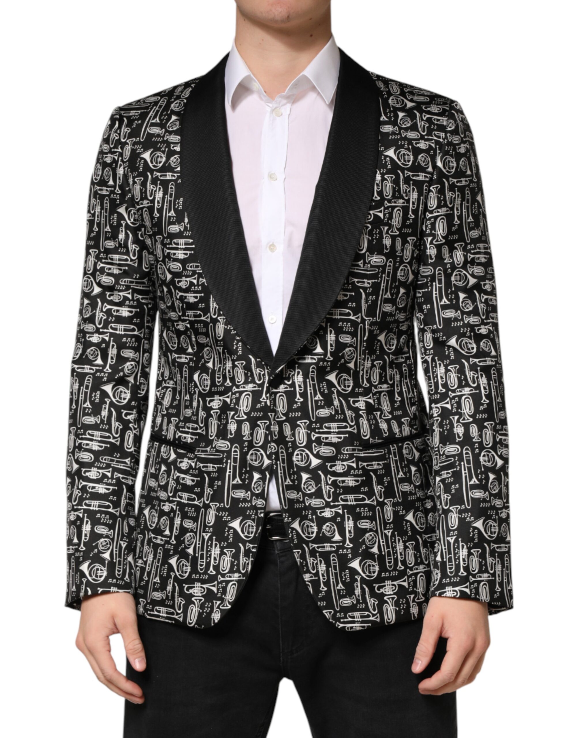 Dolce & Gabbana Black Jazz Club Silk Single Breasted Blazer - Image 2