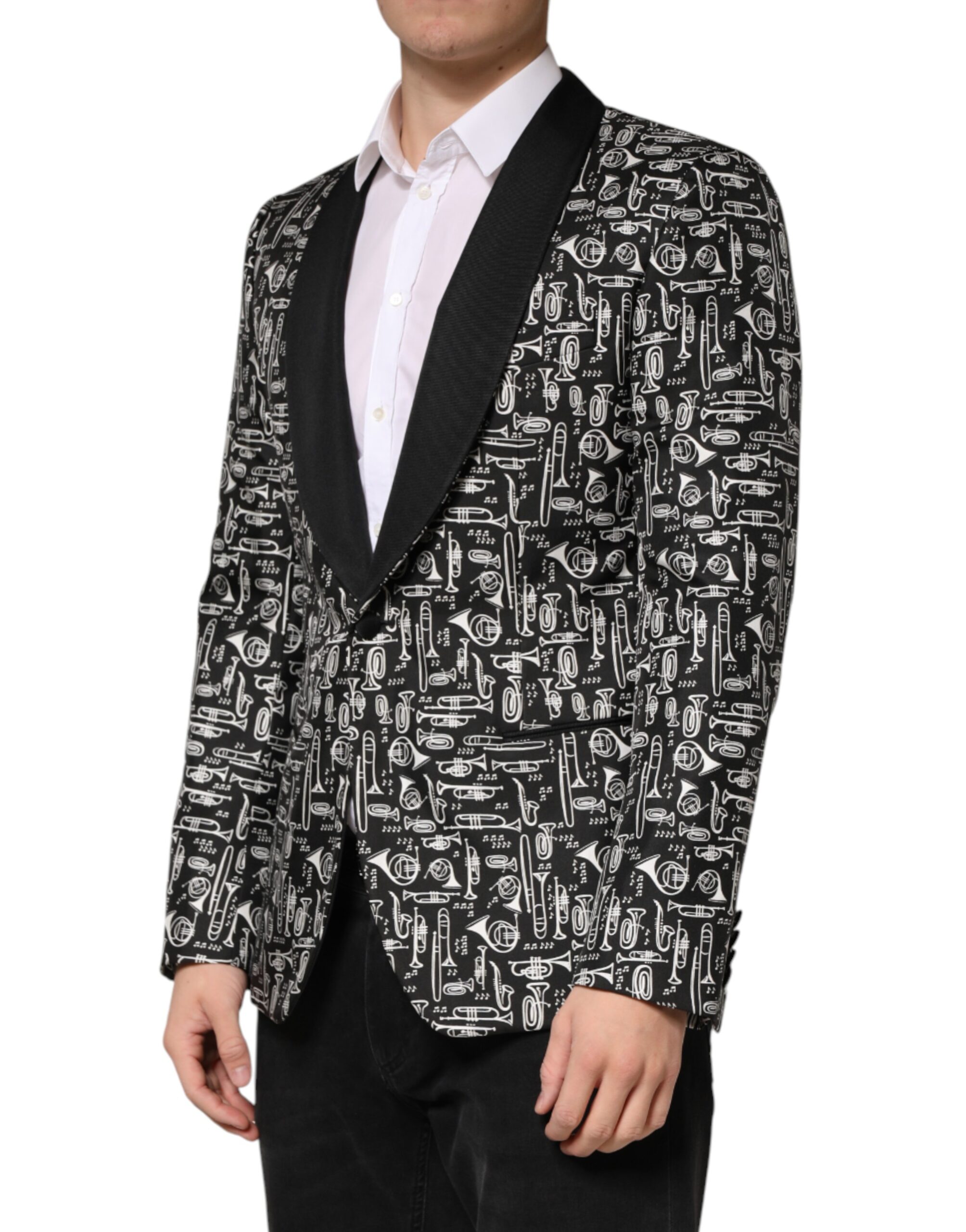 Dolce & Gabbana Black Jazz Club Silk Single Breasted Blazer - Image 3