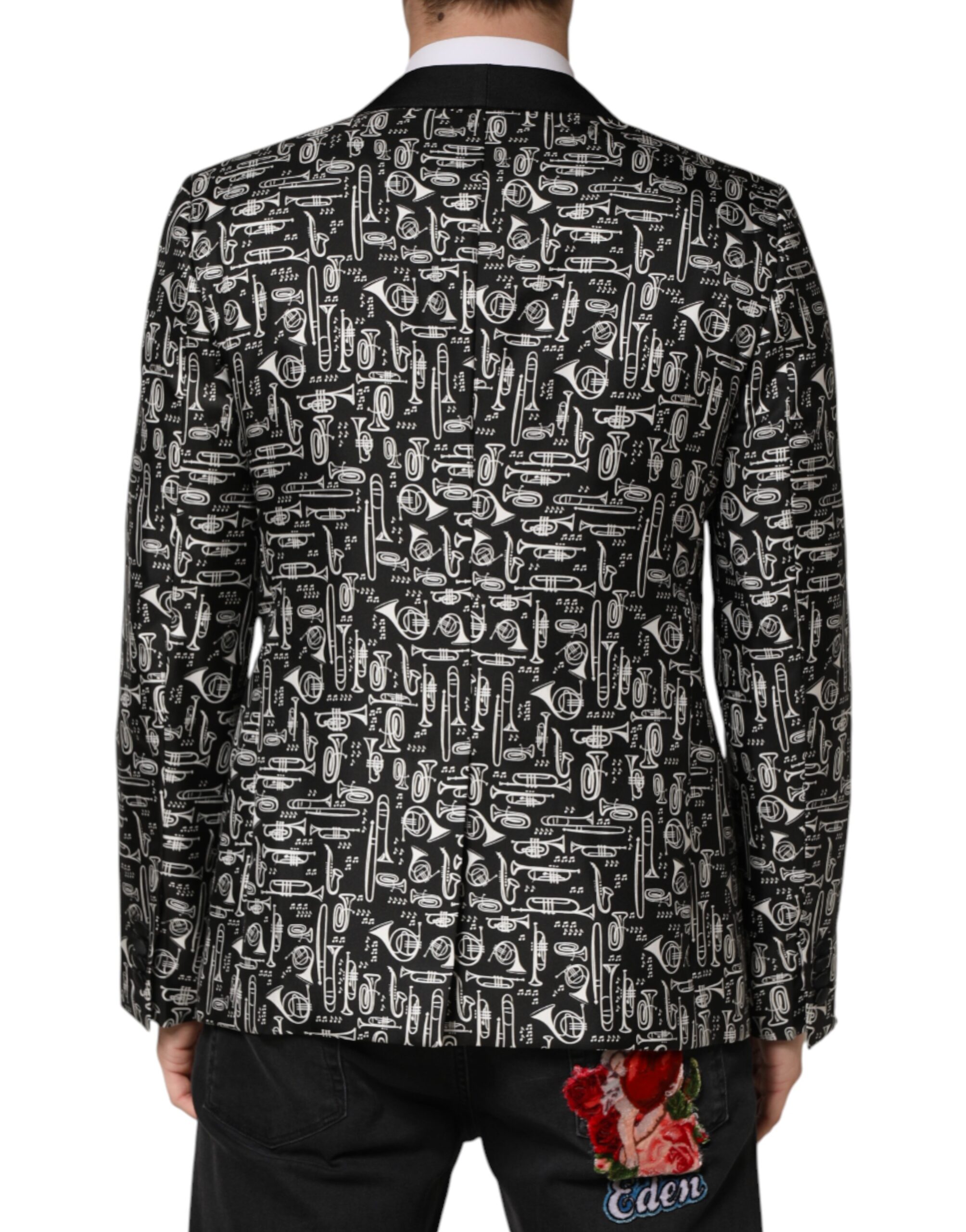 Dolce & Gabbana Black Jazz Club Silk Single Breasted Blazer - Image 4