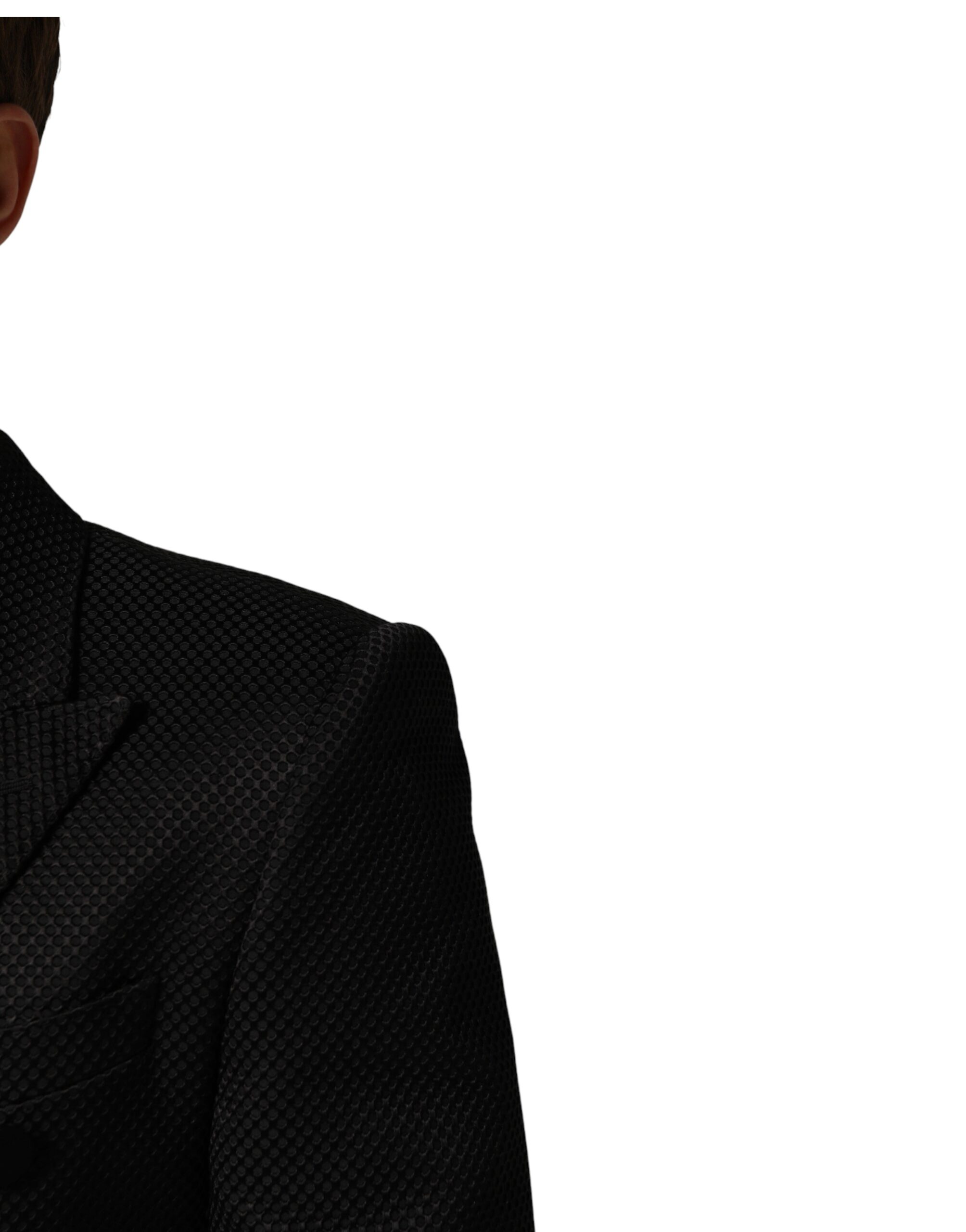 Dolce & Gabbana Black Cotton Double Breasted 2 Button Blazer - Image 5