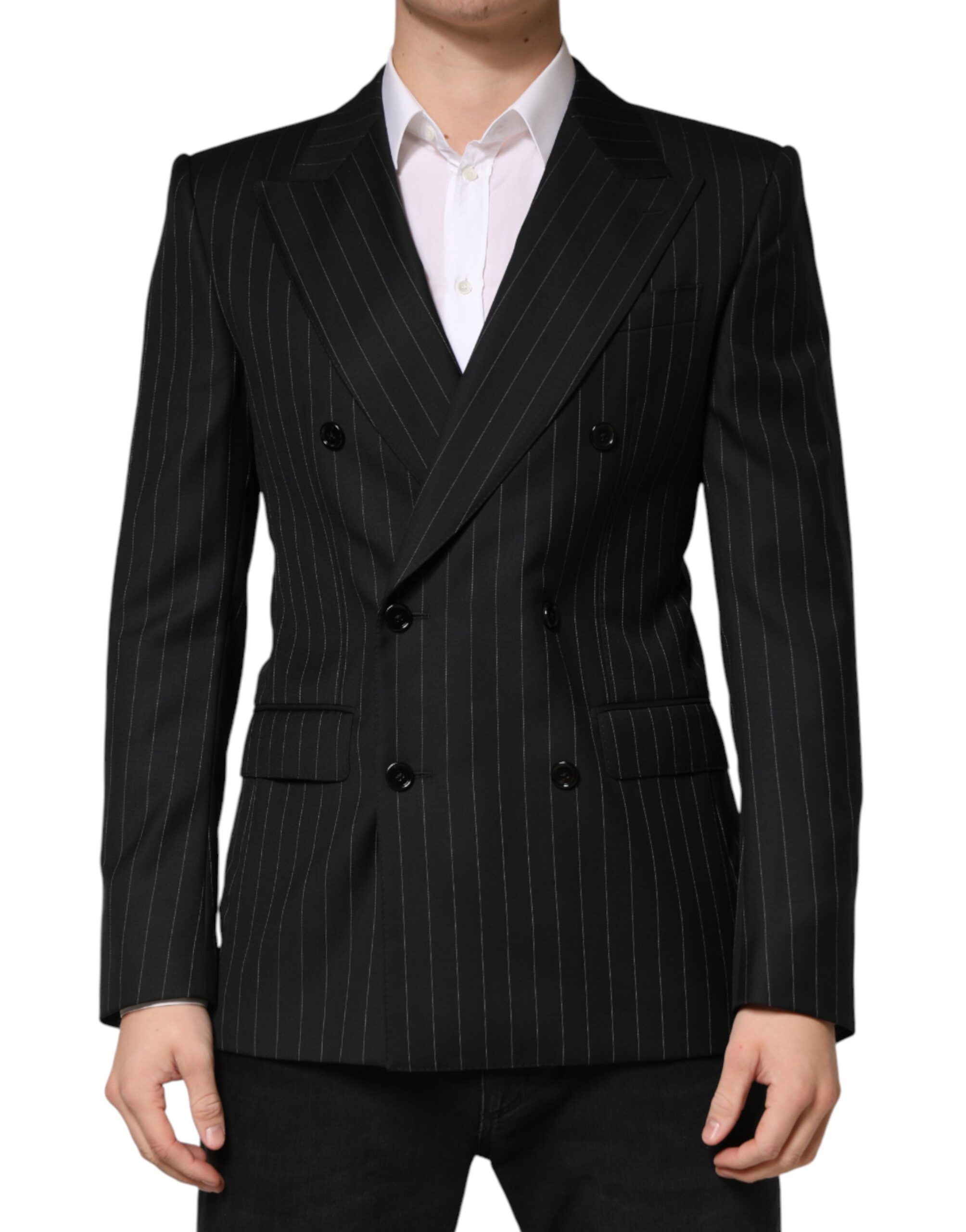 Dolce & Gabbana Black Stripes Double Breasted 2Button Blazer - Image 2