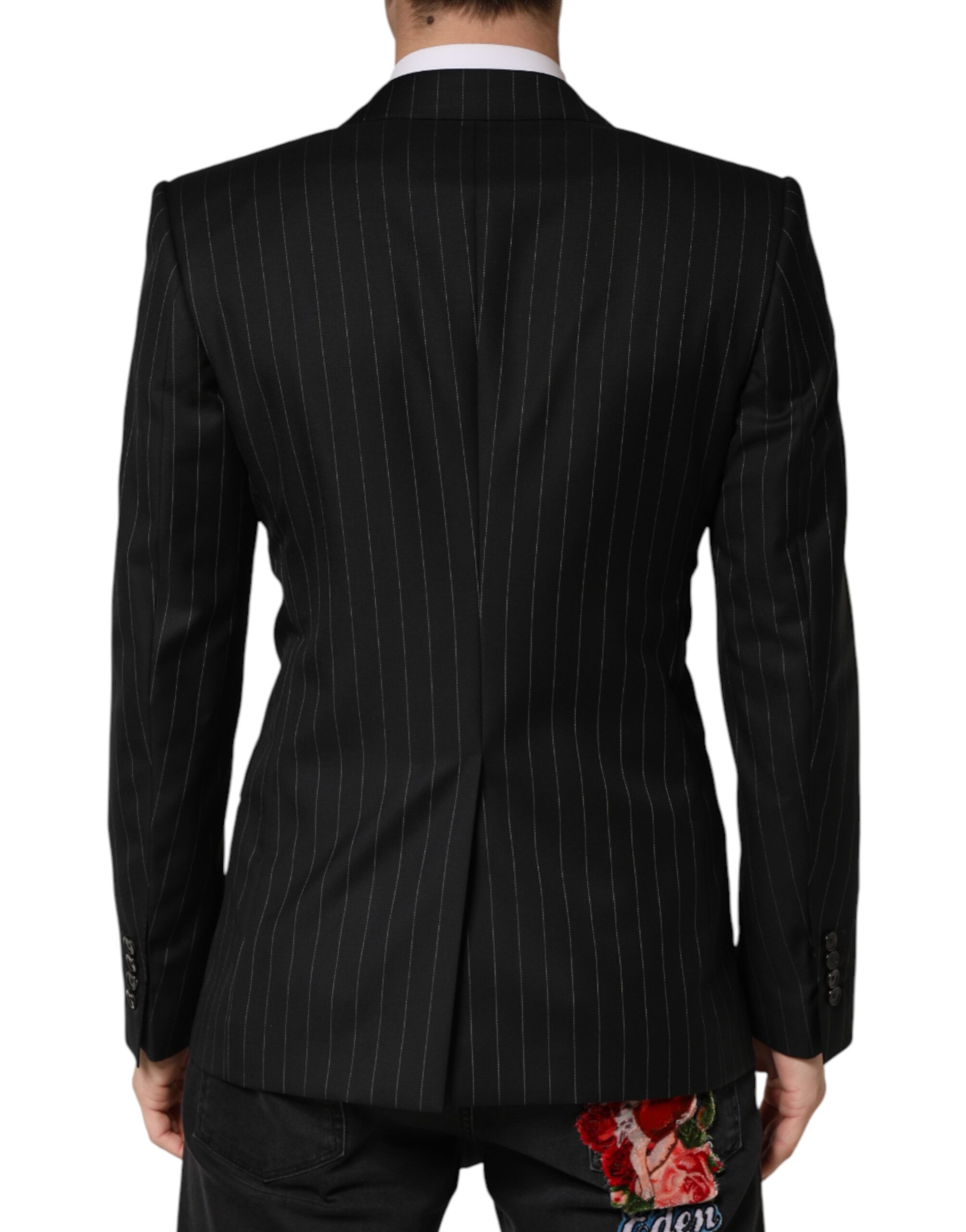 Dolce & Gabbana Black Stripes Double Breasted 2Button Blazer - Image 4