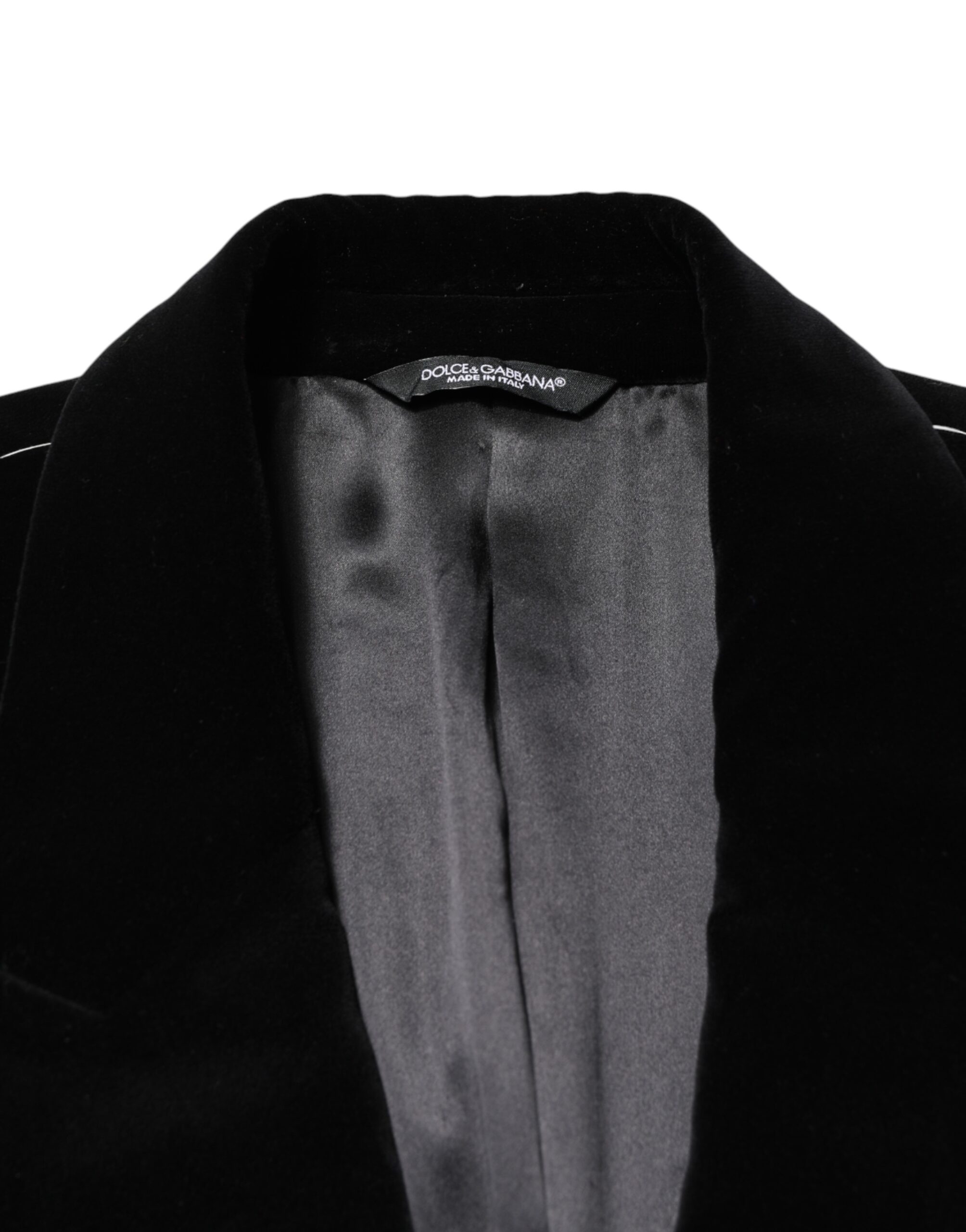 Dolce & Gabbana Black Cotton Velvet Long Trench Coat Jacket - Image 6