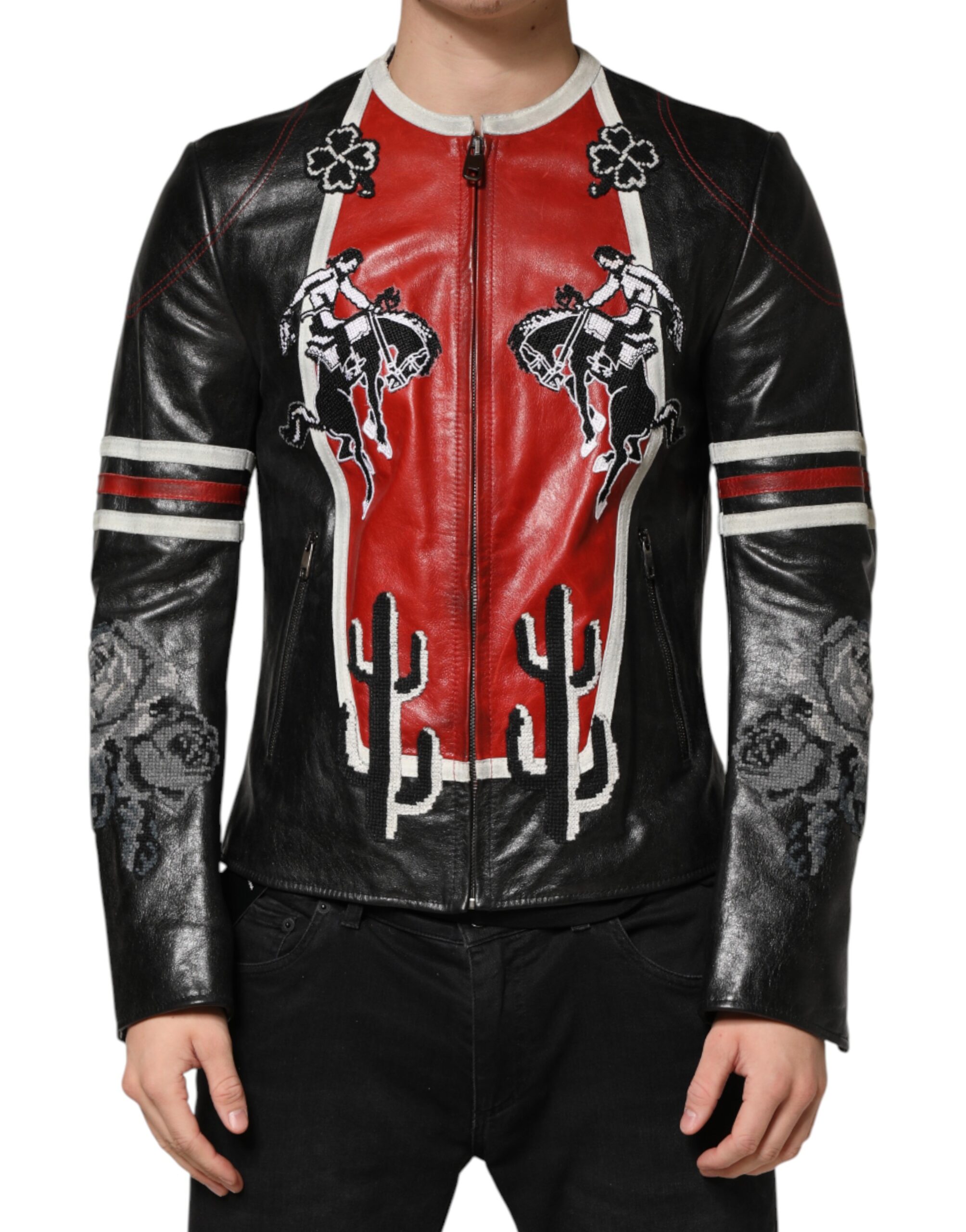 Dolce & Gabbana Multicolor Guns n' Roses Full Zip Men Biker Jacket - Image 2