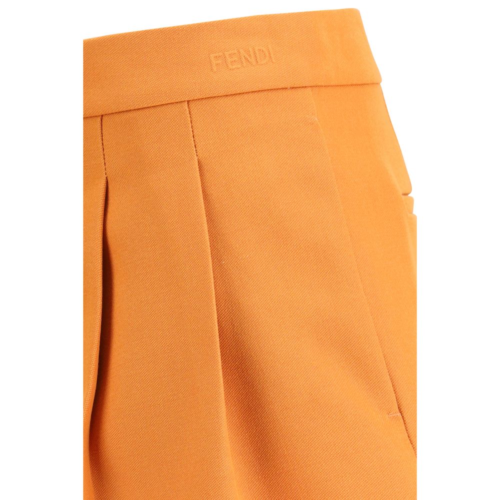 Fendi Orange Wool Oves Aries Bermuda Shorts - Image 3