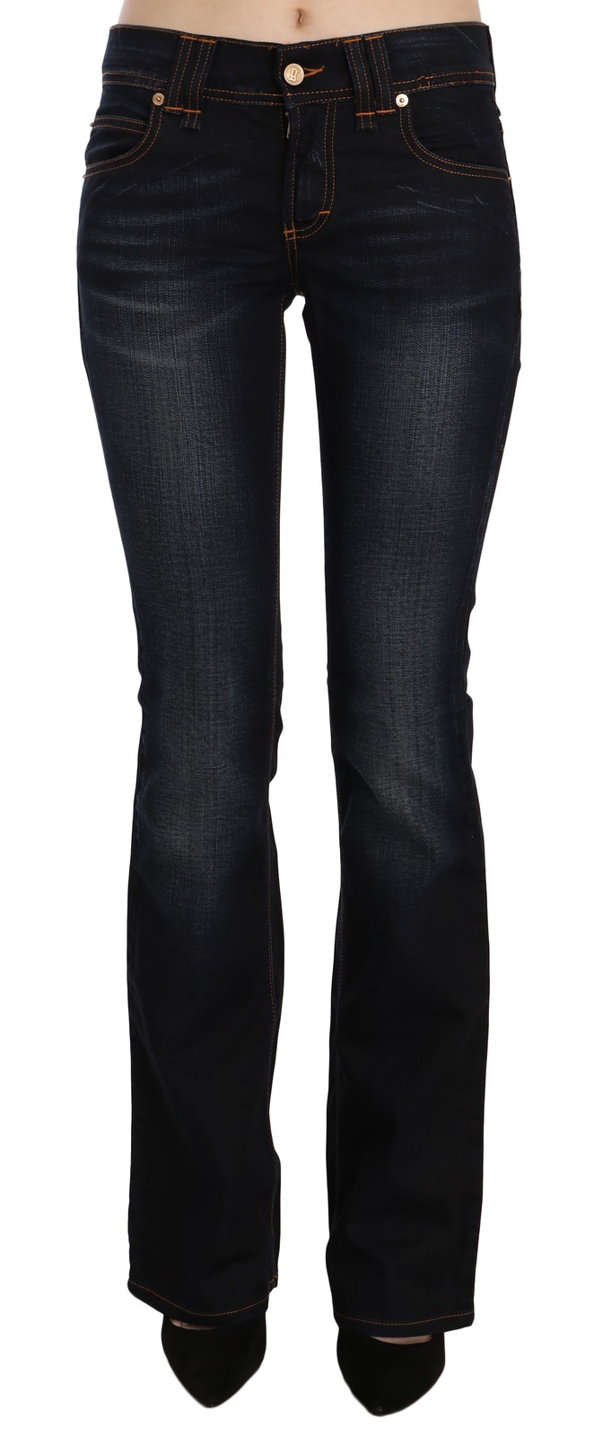 John Galliano Blue Washed Mid Waist Regular Leg Boot Cut Denim Jeans - Image 2
