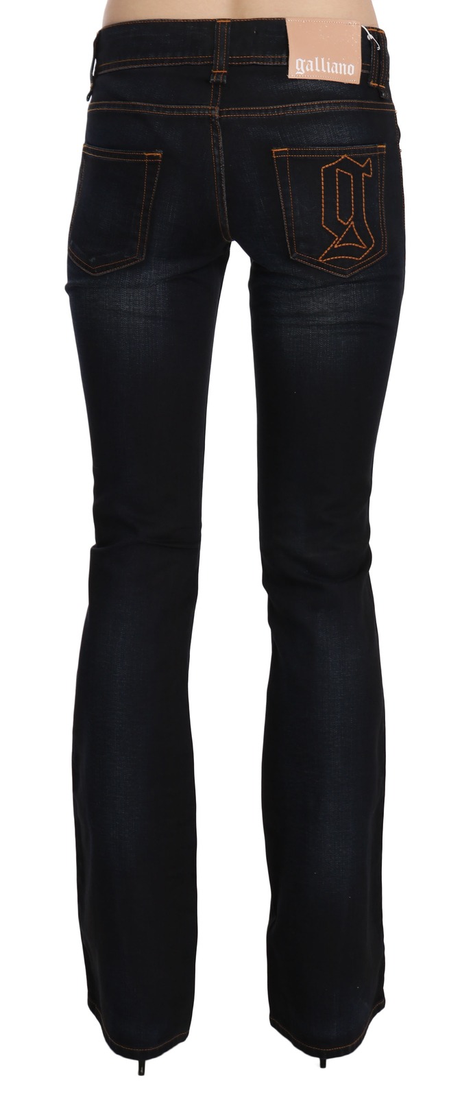 John Galliano Blue Washed Mid Waist Regular Leg Boot Cut Denim Jeans - Image 3