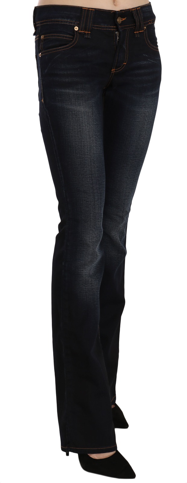 John Galliano Blue Washed Mid Waist Regular Leg Boot Cut Denim Jeans - Image 5