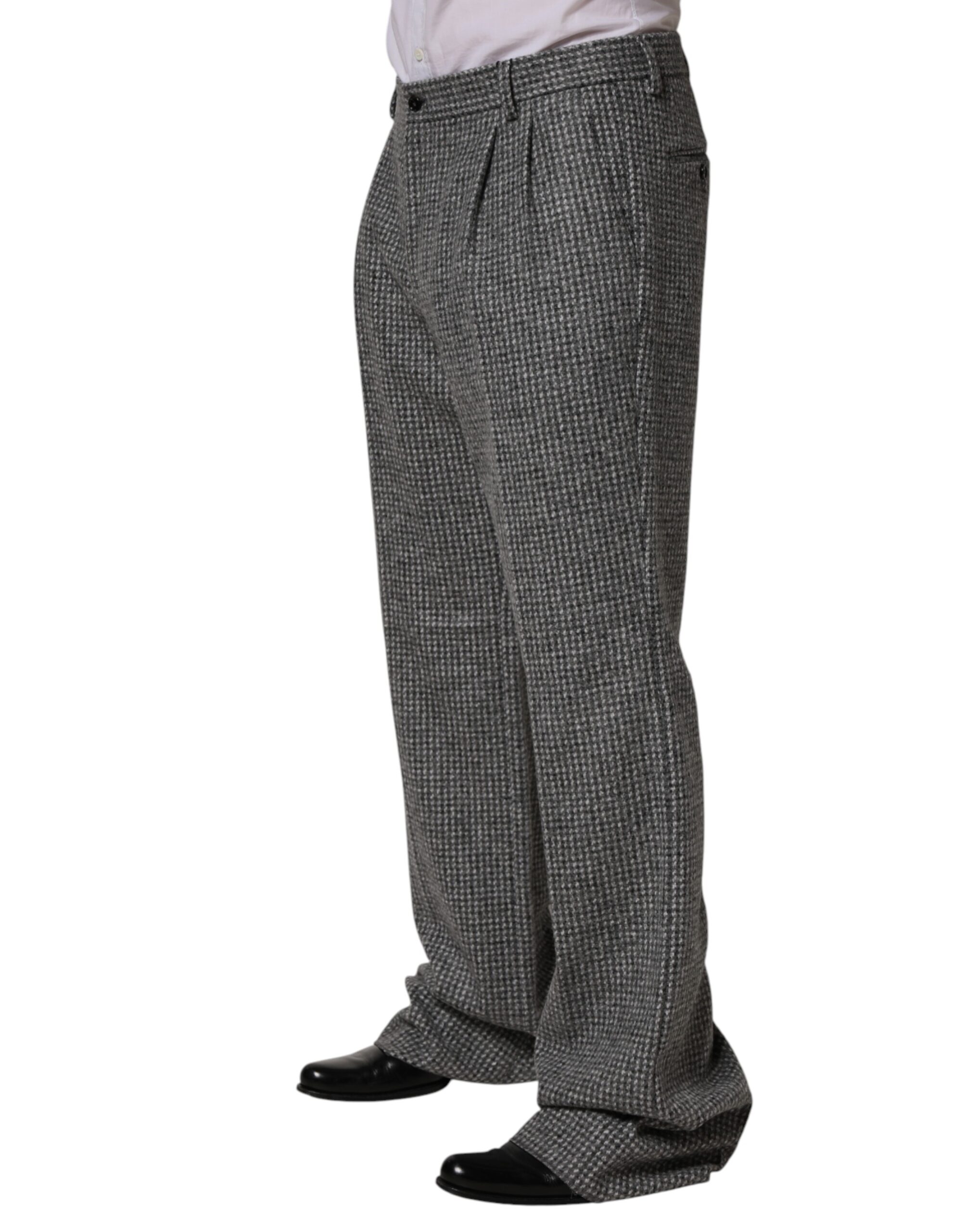 Dolce & Gabbana Gray Houndstooth Straight Dress Trouser Pants - Image 3