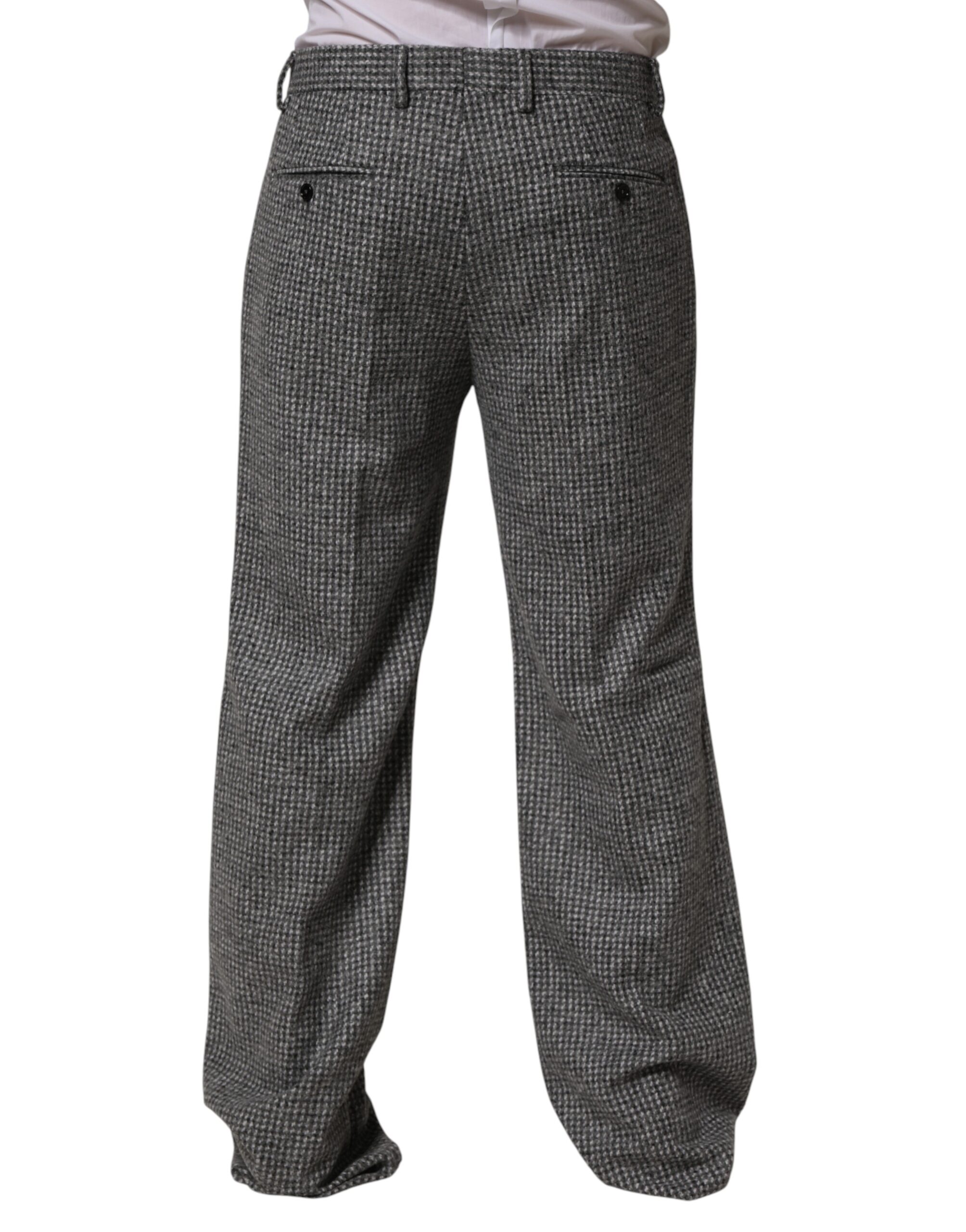 Dolce & Gabbana Gray Houndstooth Straight Dress Trouser Pants - Image 4