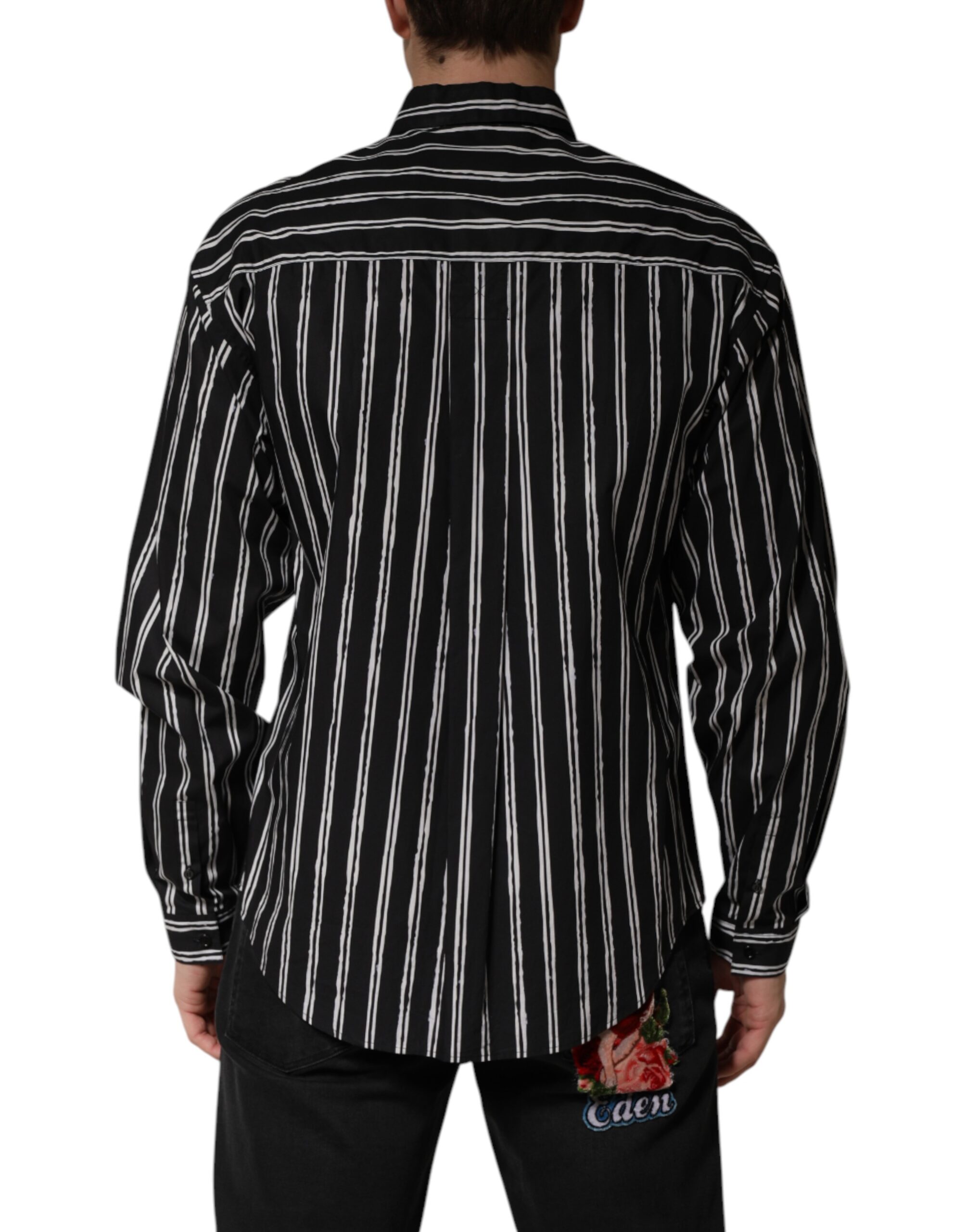 Dolce & Gabbana Black Stripes Cotton Men Formal Dress Shirt - Image 4