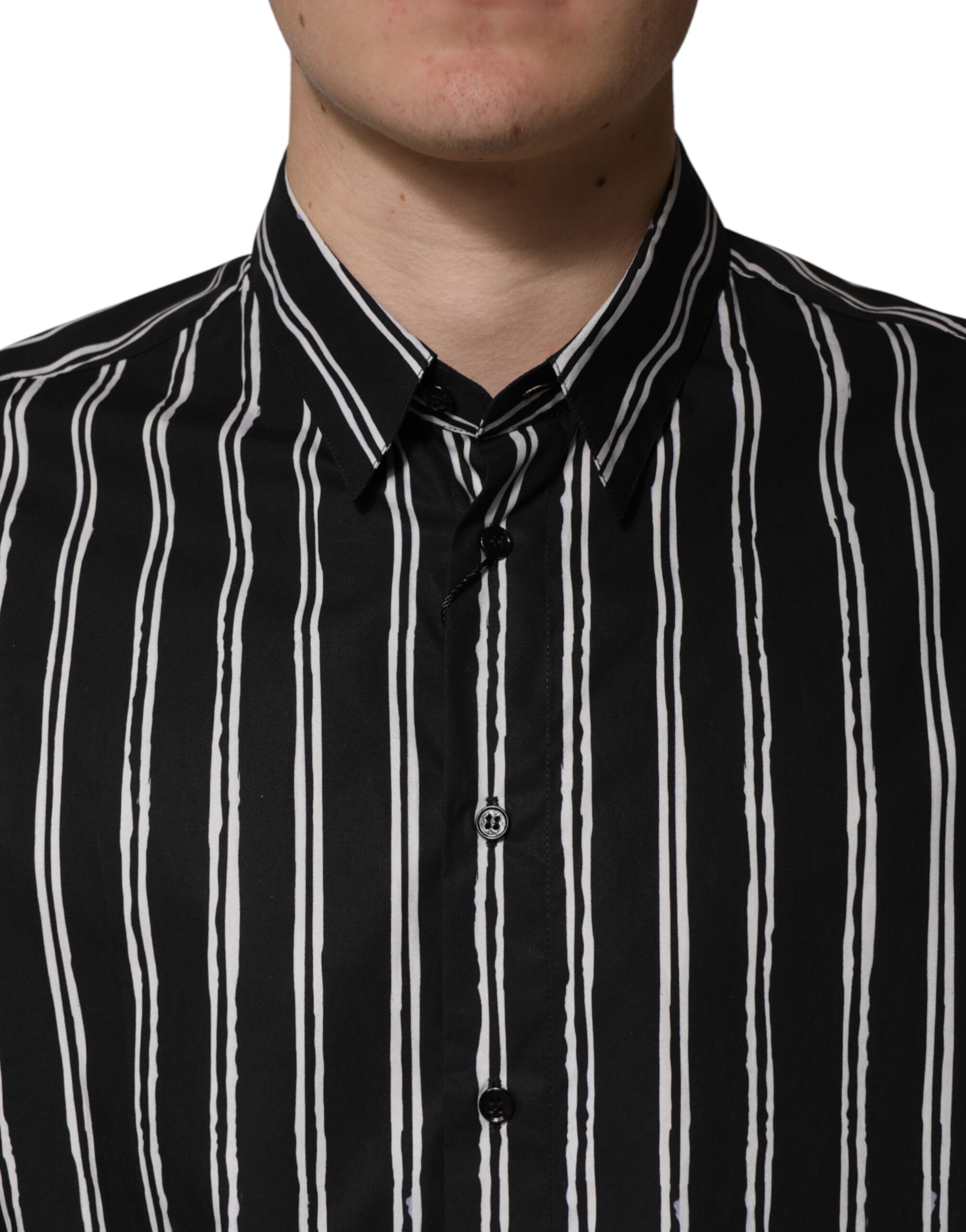 Dolce & Gabbana Black Stripes Cotton Men Formal Dress Shirt - Image 5