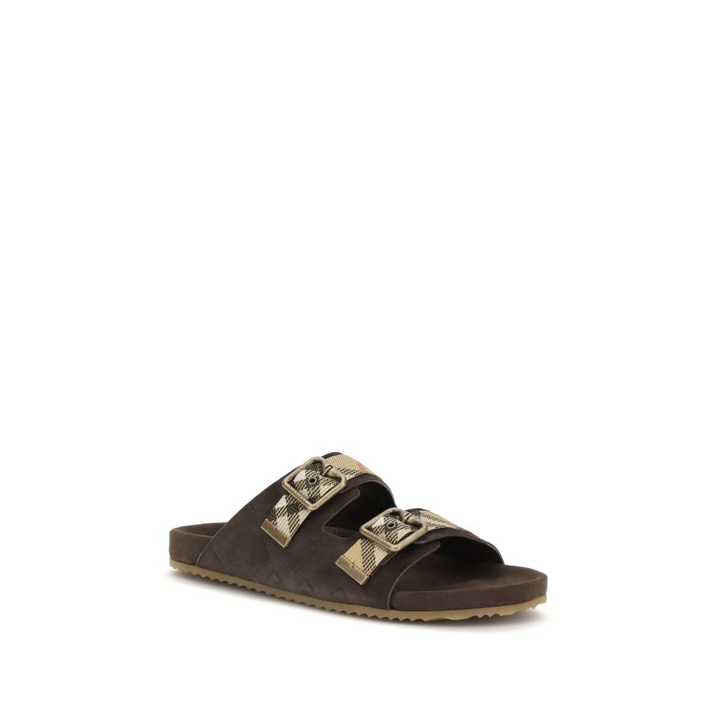 Burberry Brown Calf Leather Bos Taurus Flat Sandals - Image 2