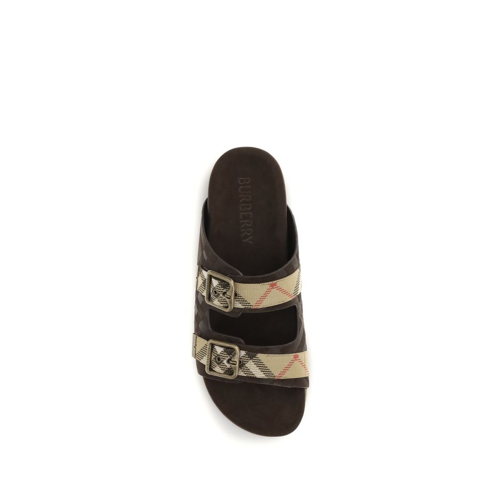 Burberry Brown Calf Leather Bos Taurus Flat Sandals - Image 4