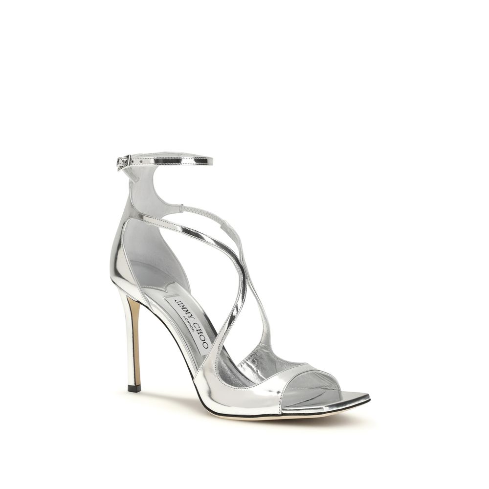 Jimmy Choo Silver Calf Leather Bos Taurus Stiletto Heel Sandals - Image 2