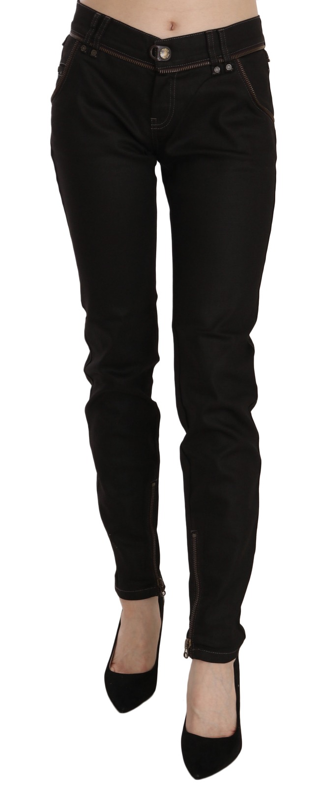 John Galliano Cotton Black Mid Waist Skinny Denim Jeans - Image 2