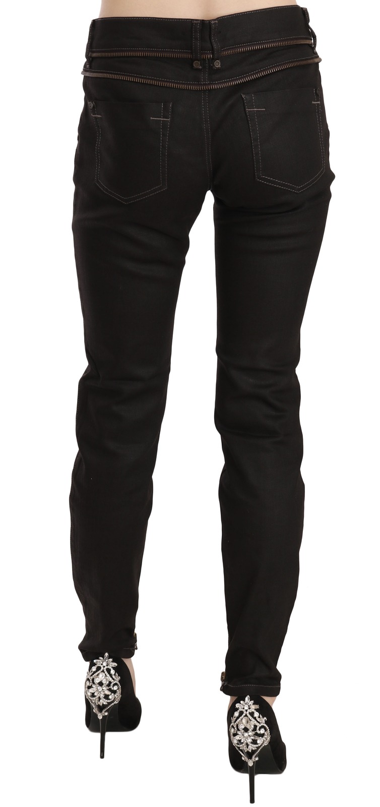 John Galliano Cotton Black Mid Waist Skinny Denim Jeans - Image 5