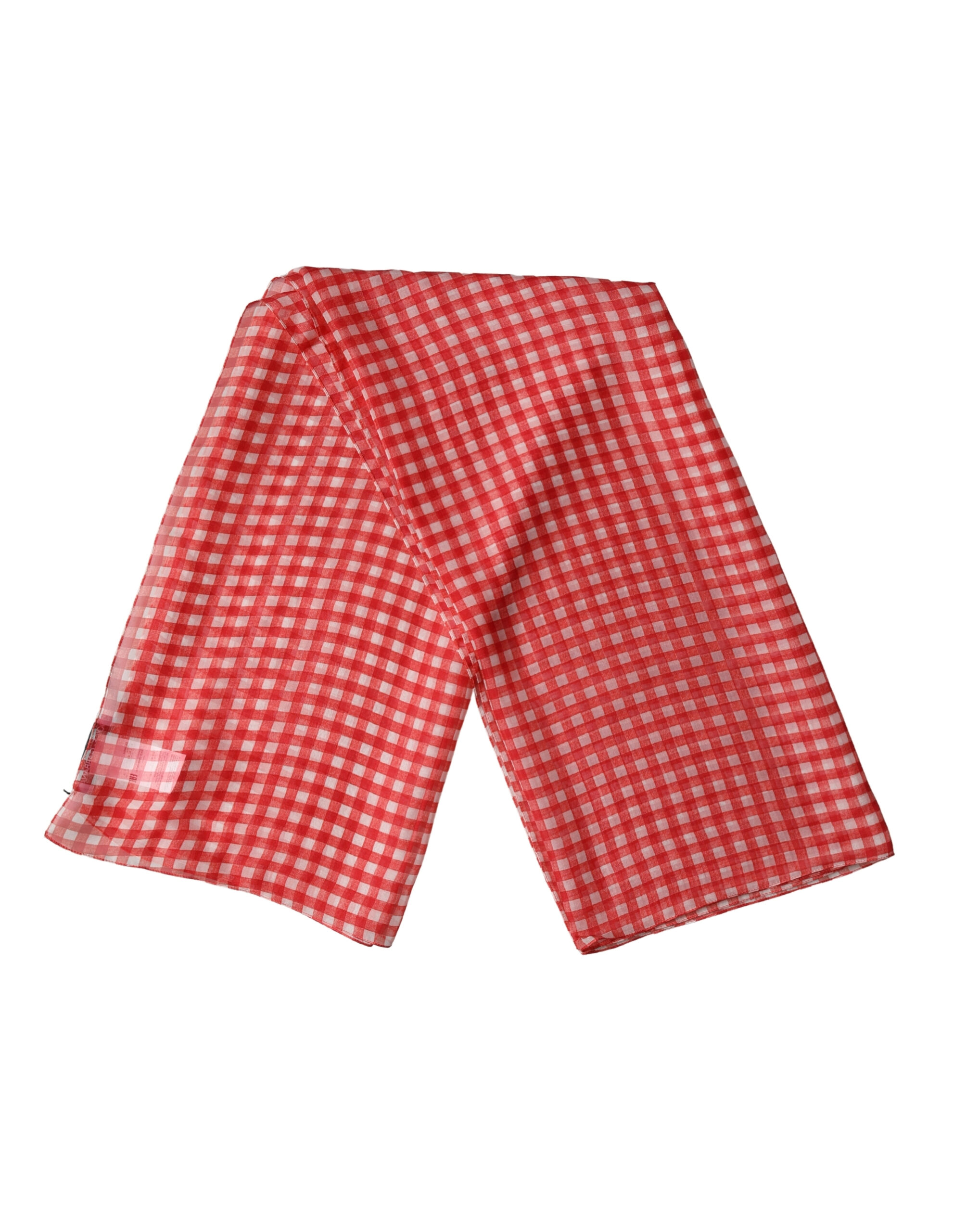 Dolce & Gabbana White Red Check Silk Wrap Foulard 140cm x 136cm Scarf - Image 2