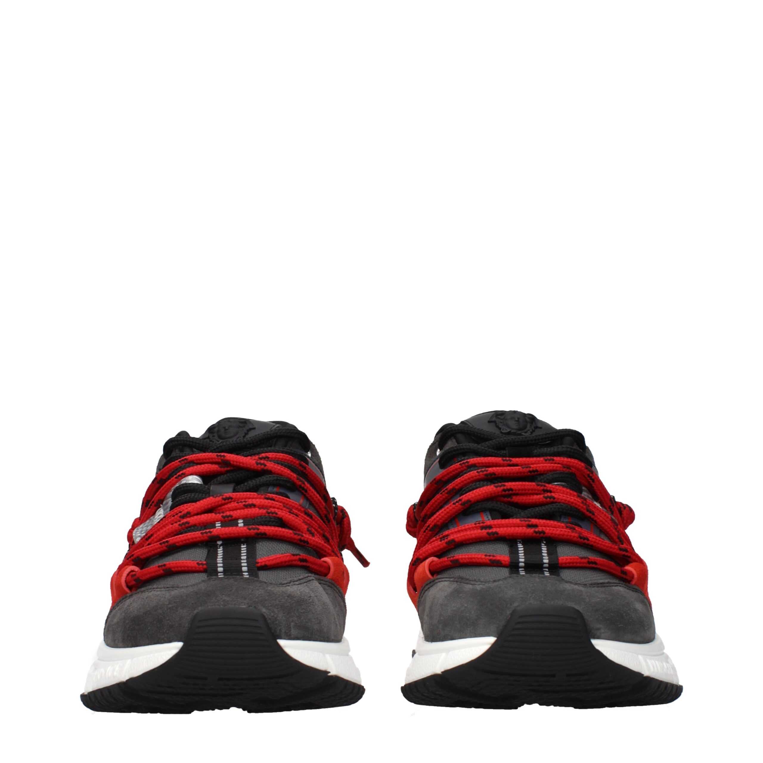 Versace Gray Leather Chunky Sneakers - Image 3