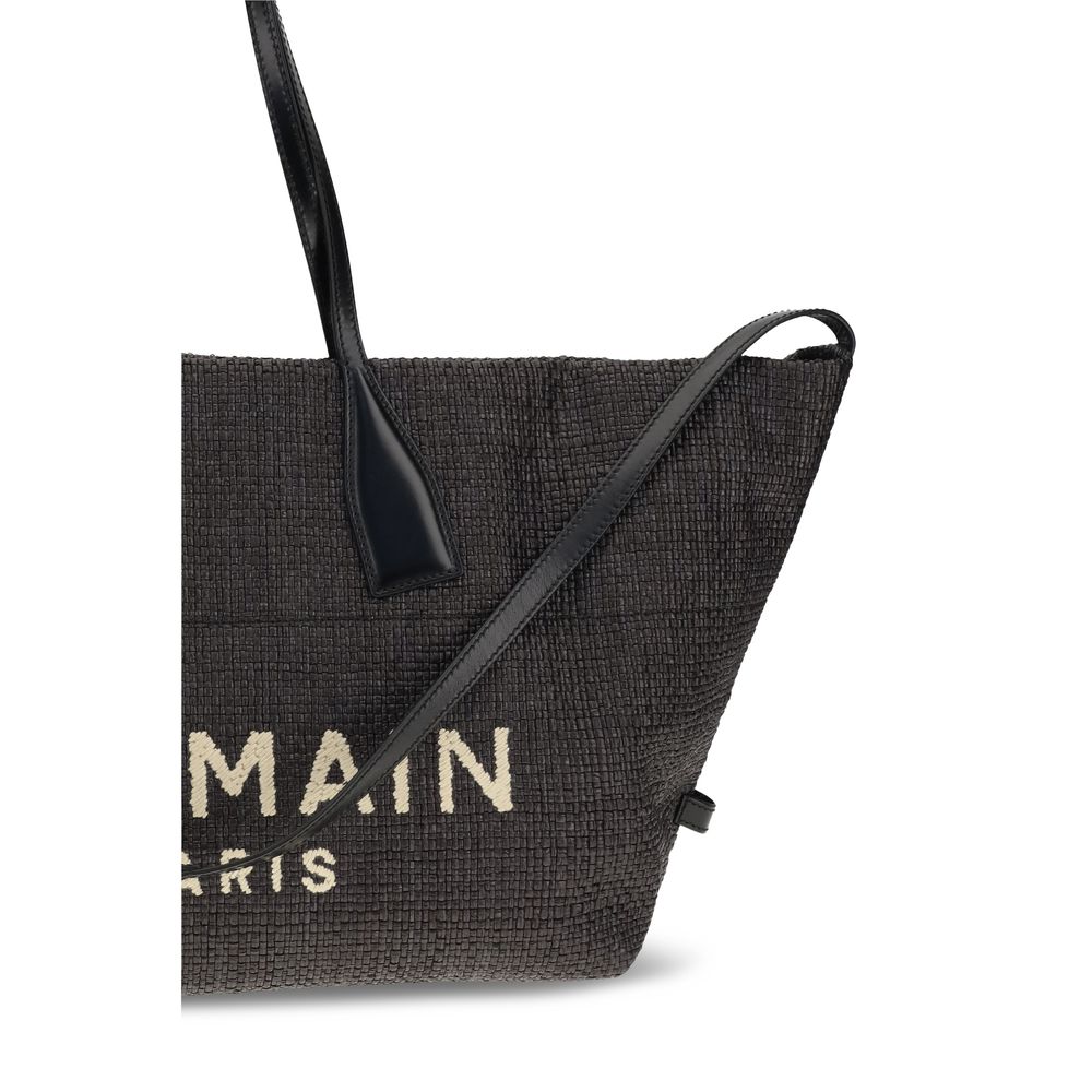 Balmain Black Raffia Shoulder Bag - Image 4