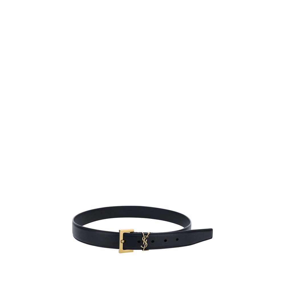 Saint Laurent Black Calf Leather Bos Taurus Regular Belt - Image 2