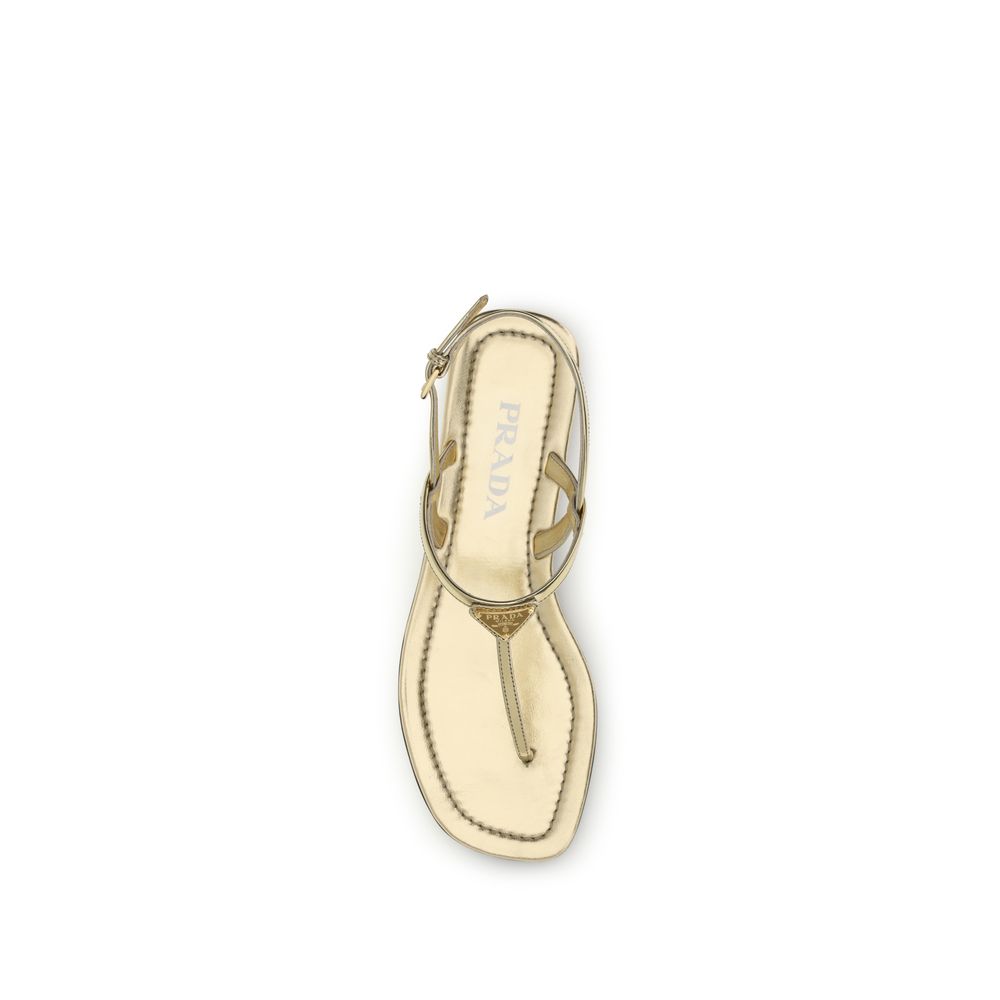 Prada Silver Calf Leather Bos Taurus Flat Sandals - Image 4