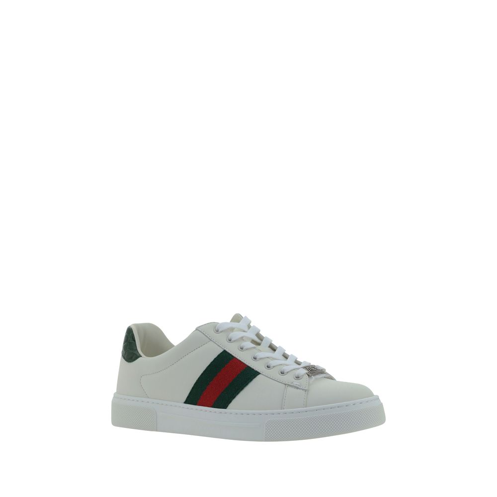 Gucci White Calf Leather Bos Taurus Low Top Sneakers - Image 2