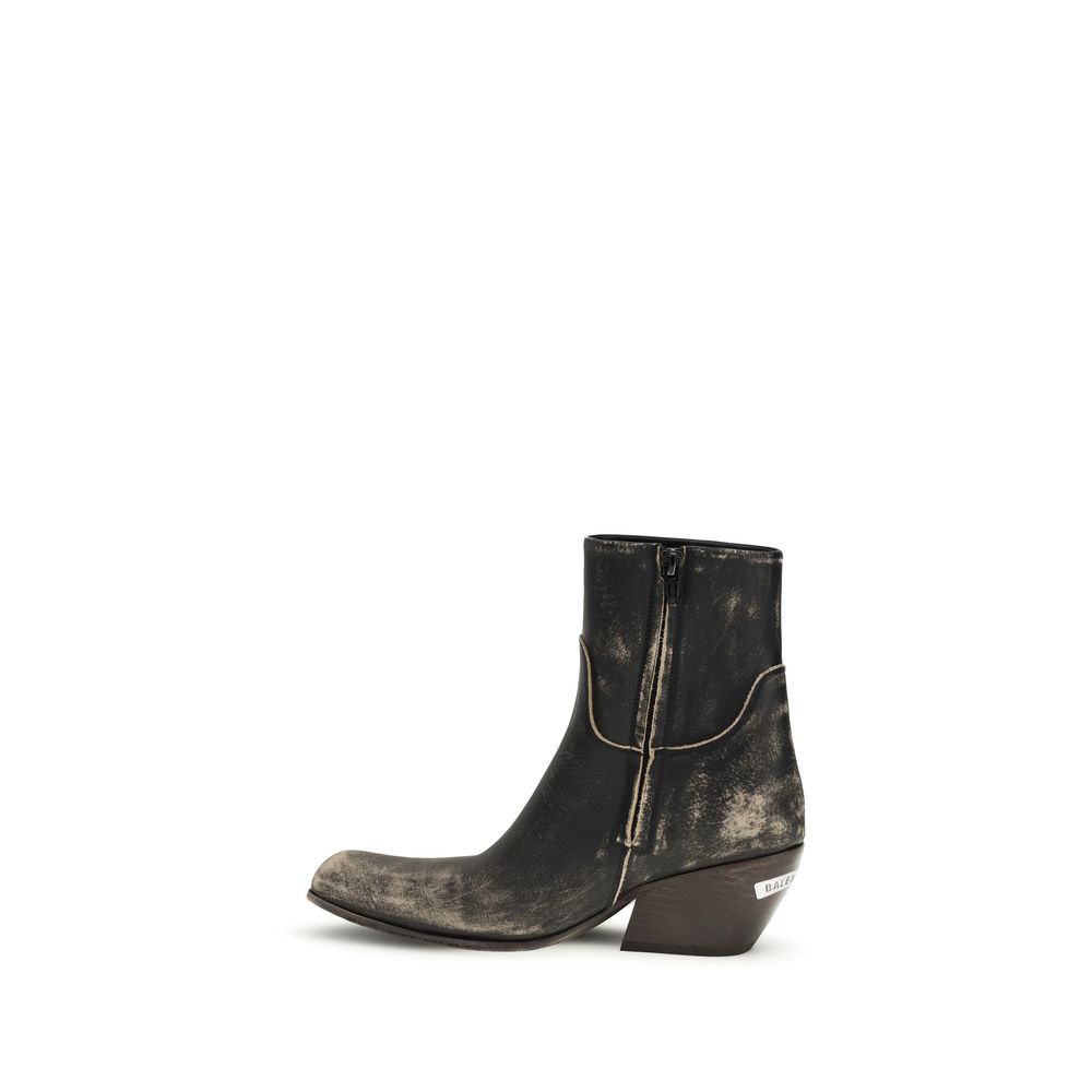 Balenciaga Black Calf Leather Bos Taurus Ankle Boots - Image 3