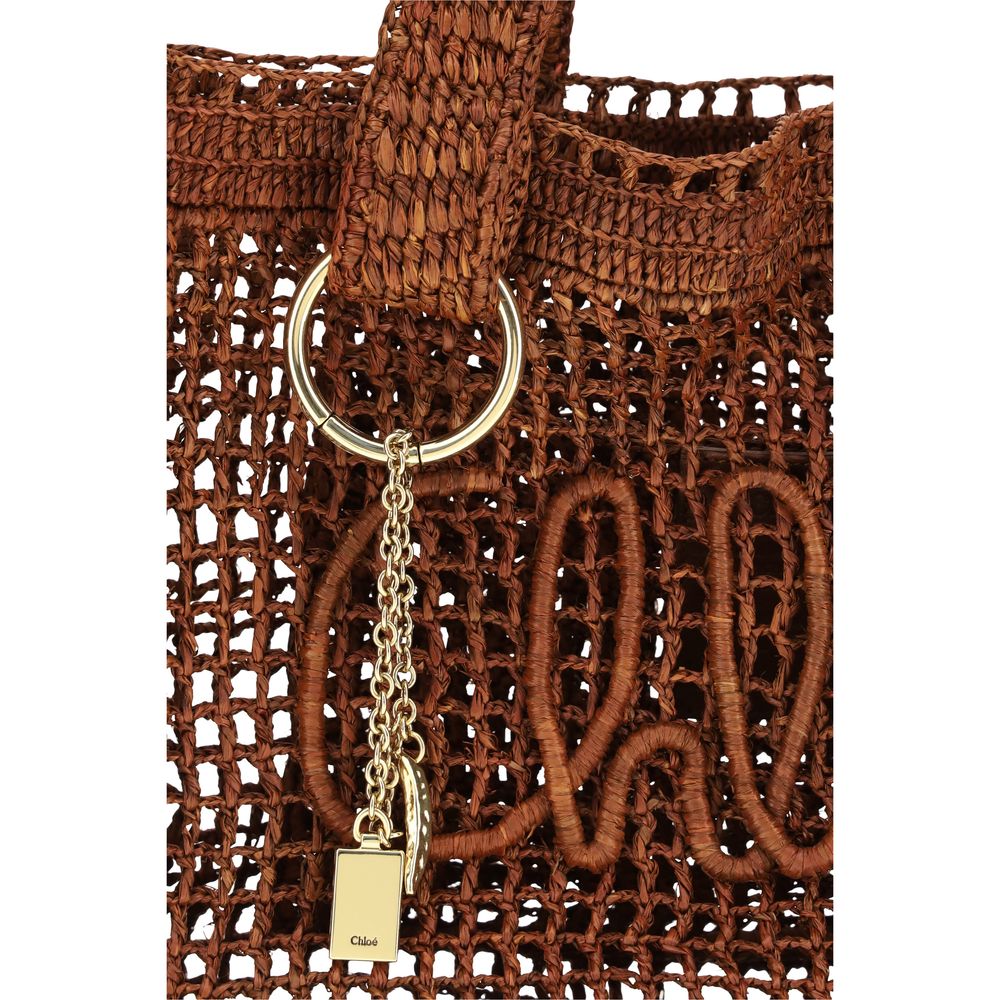 ChloƩ Brown Raffia Shoulder Bag - Image 4