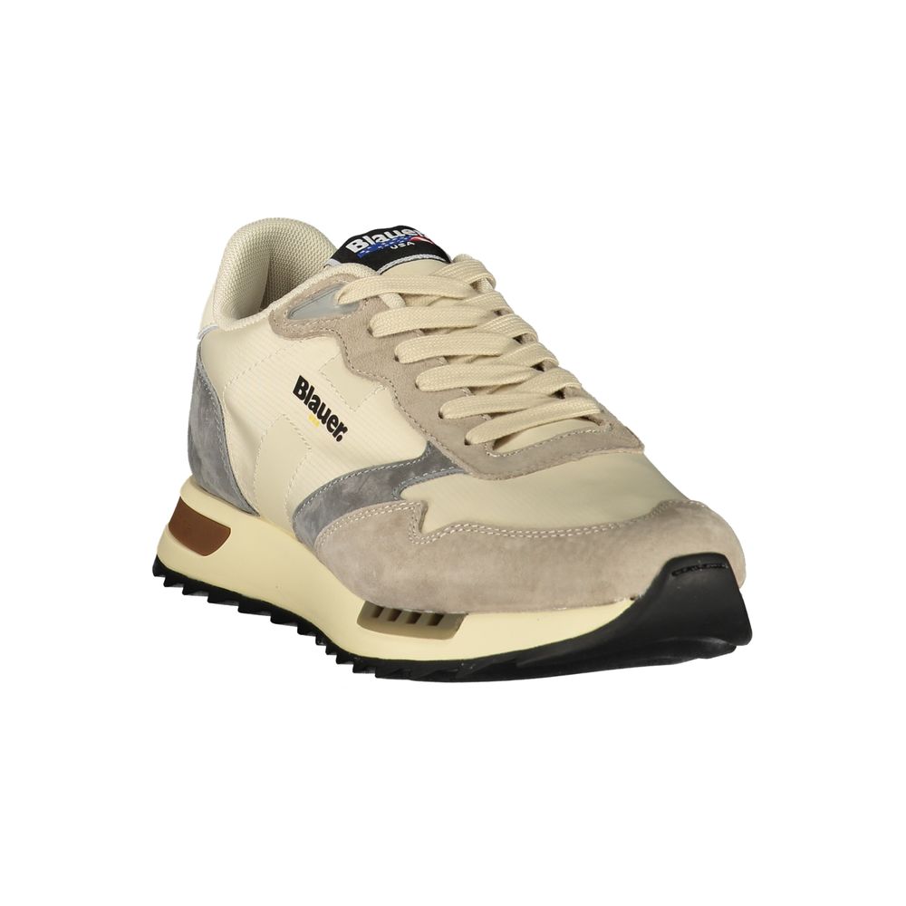 Blauer Beige Polyester Mens Sneaker - Image 2