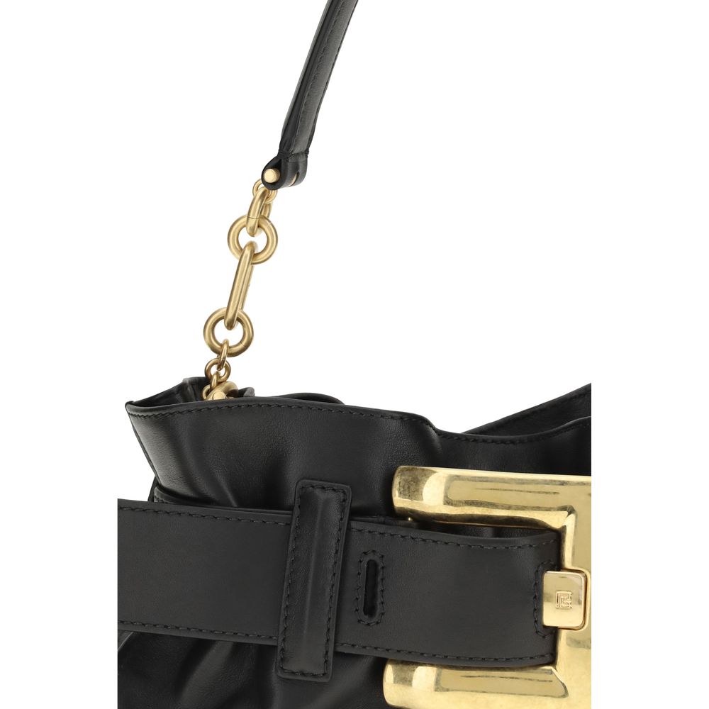 Balmain Black Calf Leather Bos Taurus Shoulder Bag - Image 4