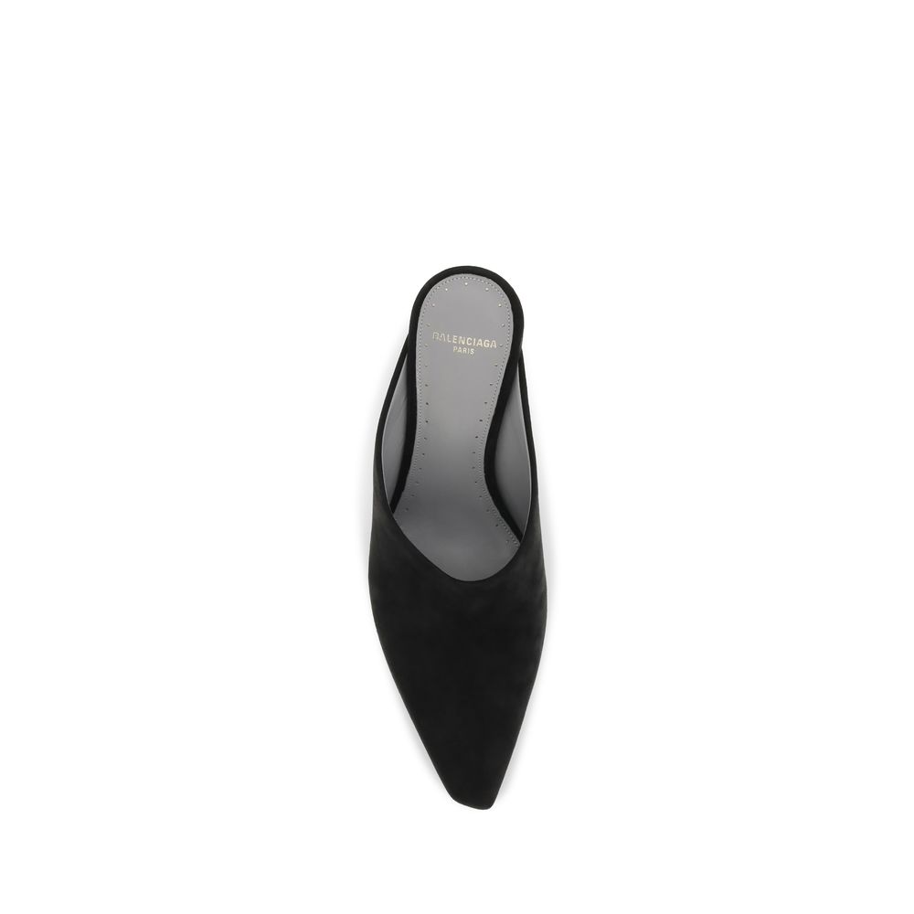 Balenciaga Black Suede Leather Mules - Image 4