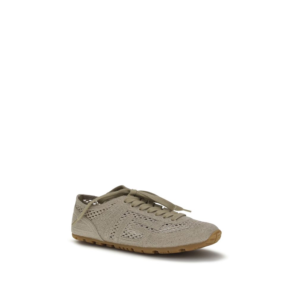 Balmain Beige Cotton Athletic Sneakers - Image 2