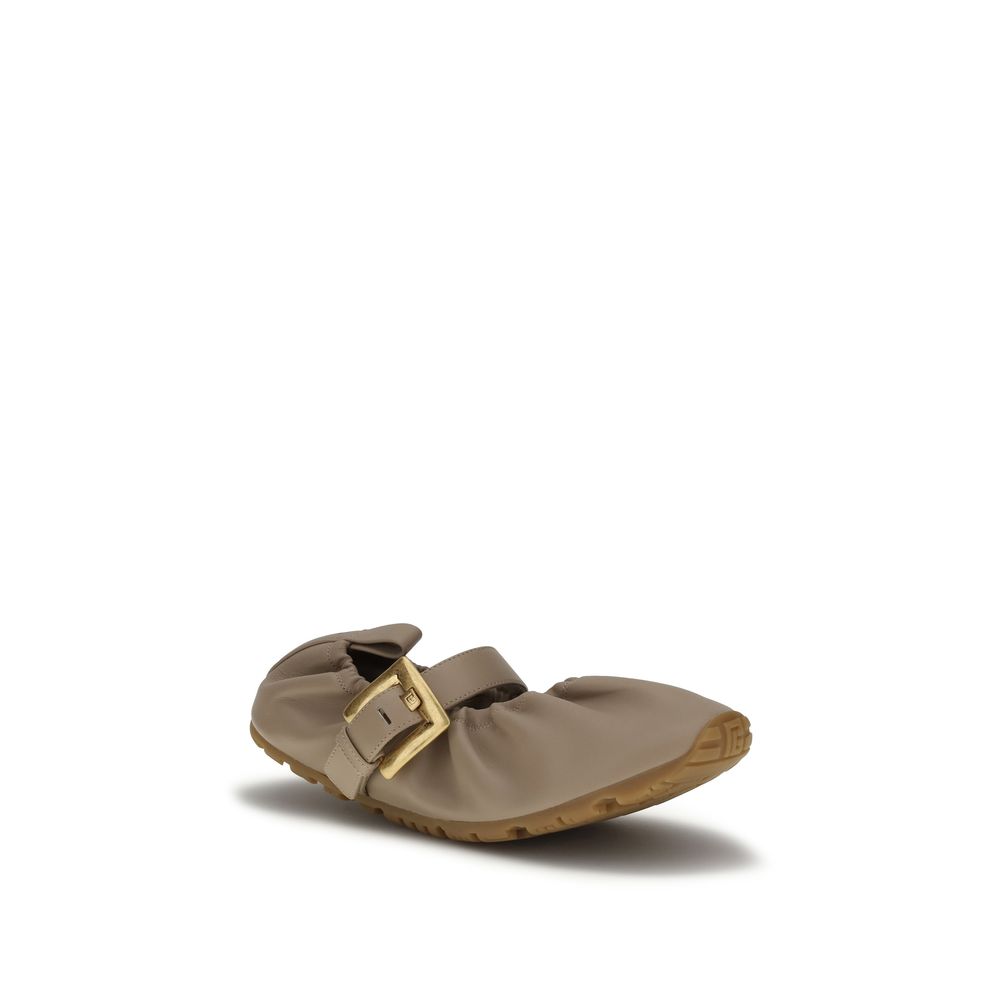 Balmain Beige Lamb Ovis Aries Aries Ballet Flats - Image 2
