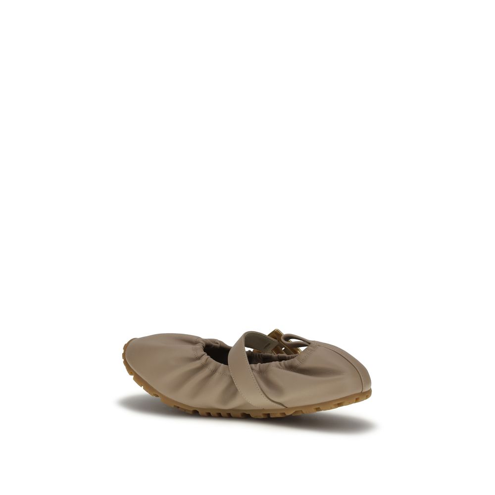 Balmain Beige Lamb Ovis Aries Aries Ballet Flats - Image 3