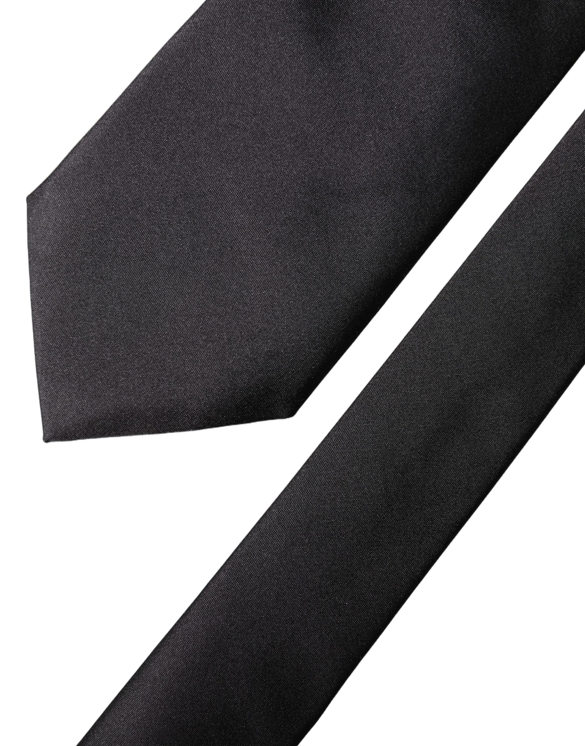 Dolce & Gabbana Black Satin 100% Silk Adjustable Women Tied Necktie Tie - Image 2