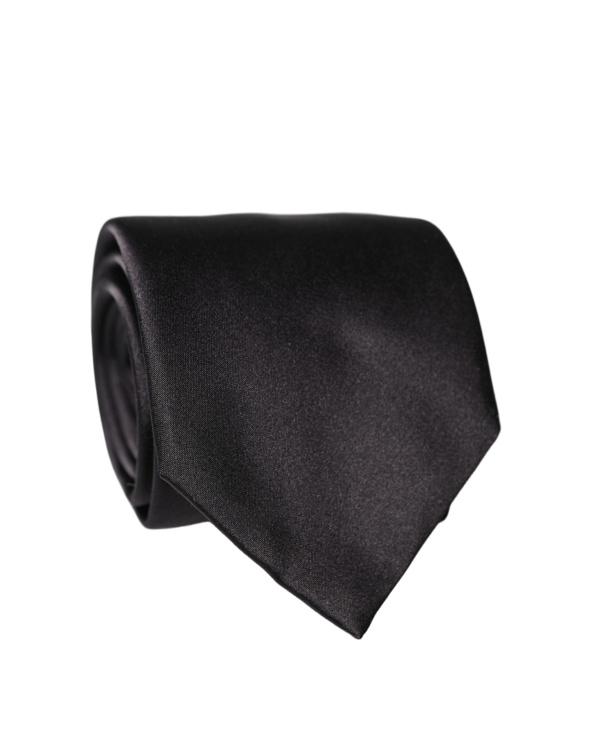 Dolce & Gabbana Black Satin 100% Silk Adjustable Women Tied Necktie Tie - Image 4