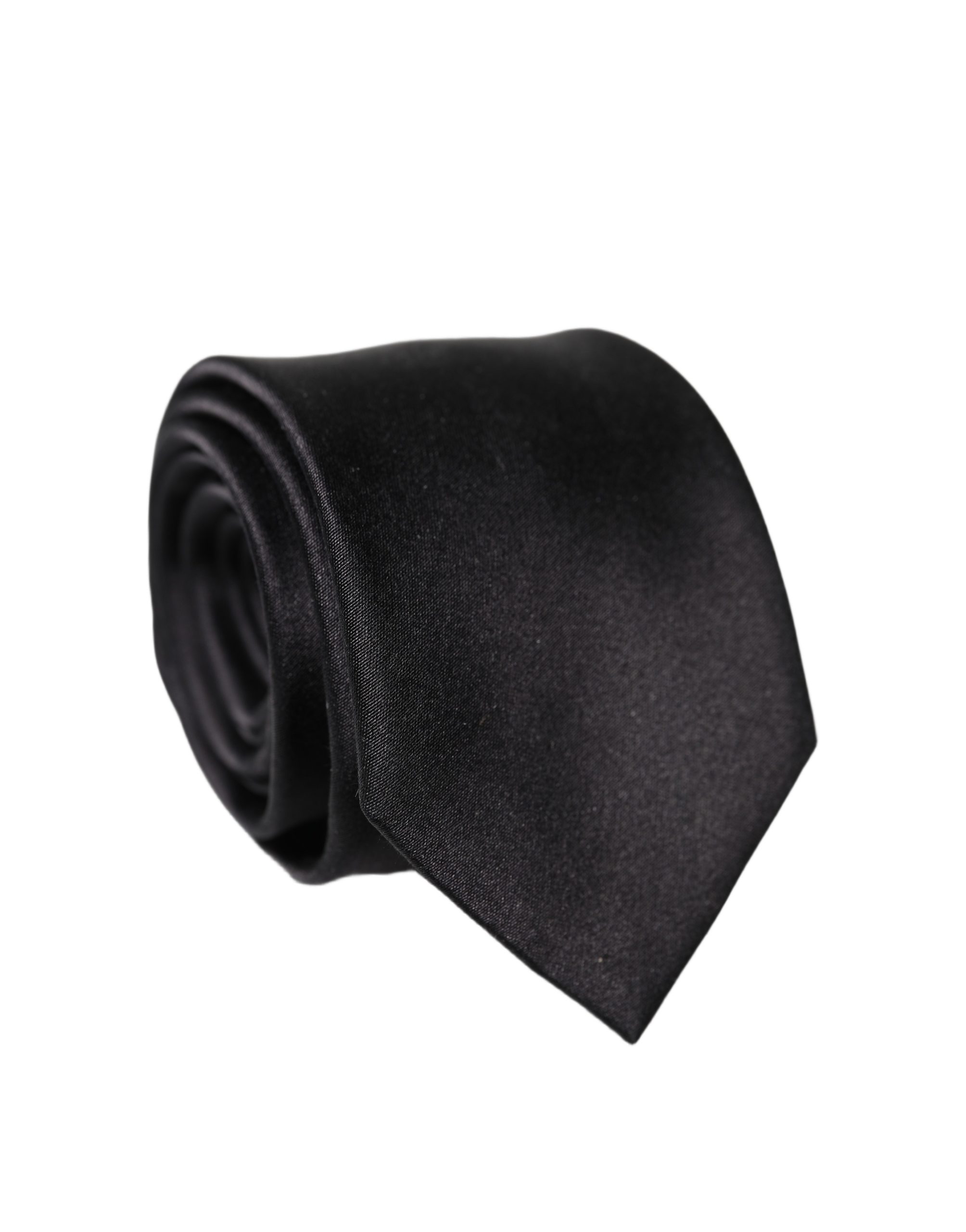 Dolce & Gabbana Black Solid Silk Satin Wide Adjustable Men Necktie Tie - Image 2