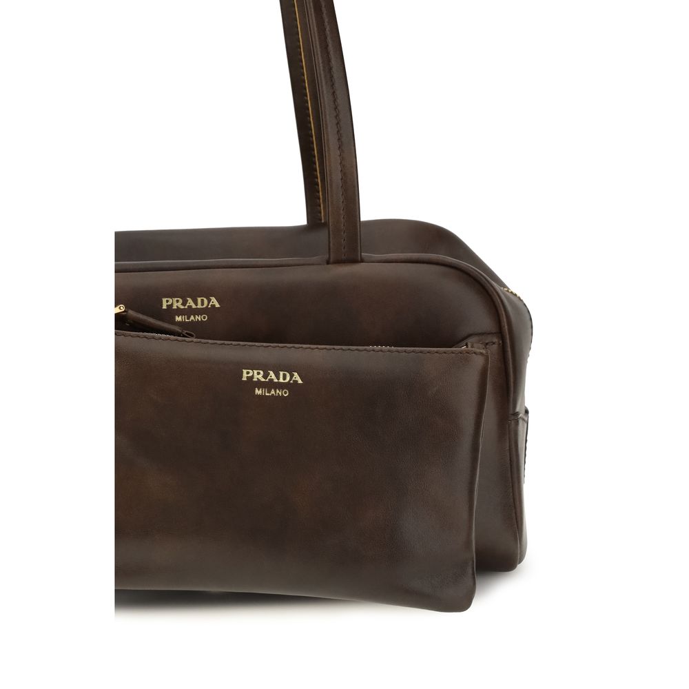 Prada Brown Calf Leather Bos Taurus Shoulder Bag - Image 4