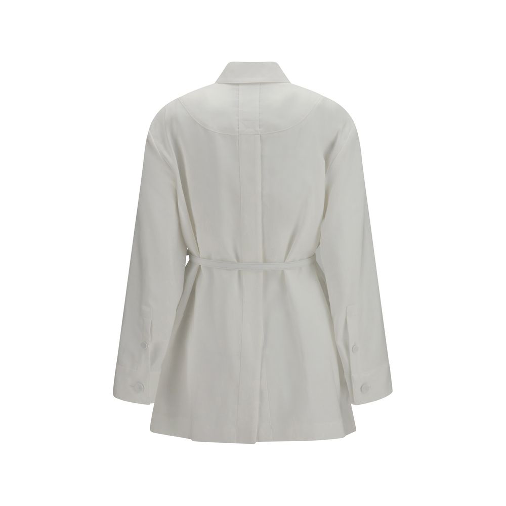 Fendi White Linen Full-Length Jacket - Image 2