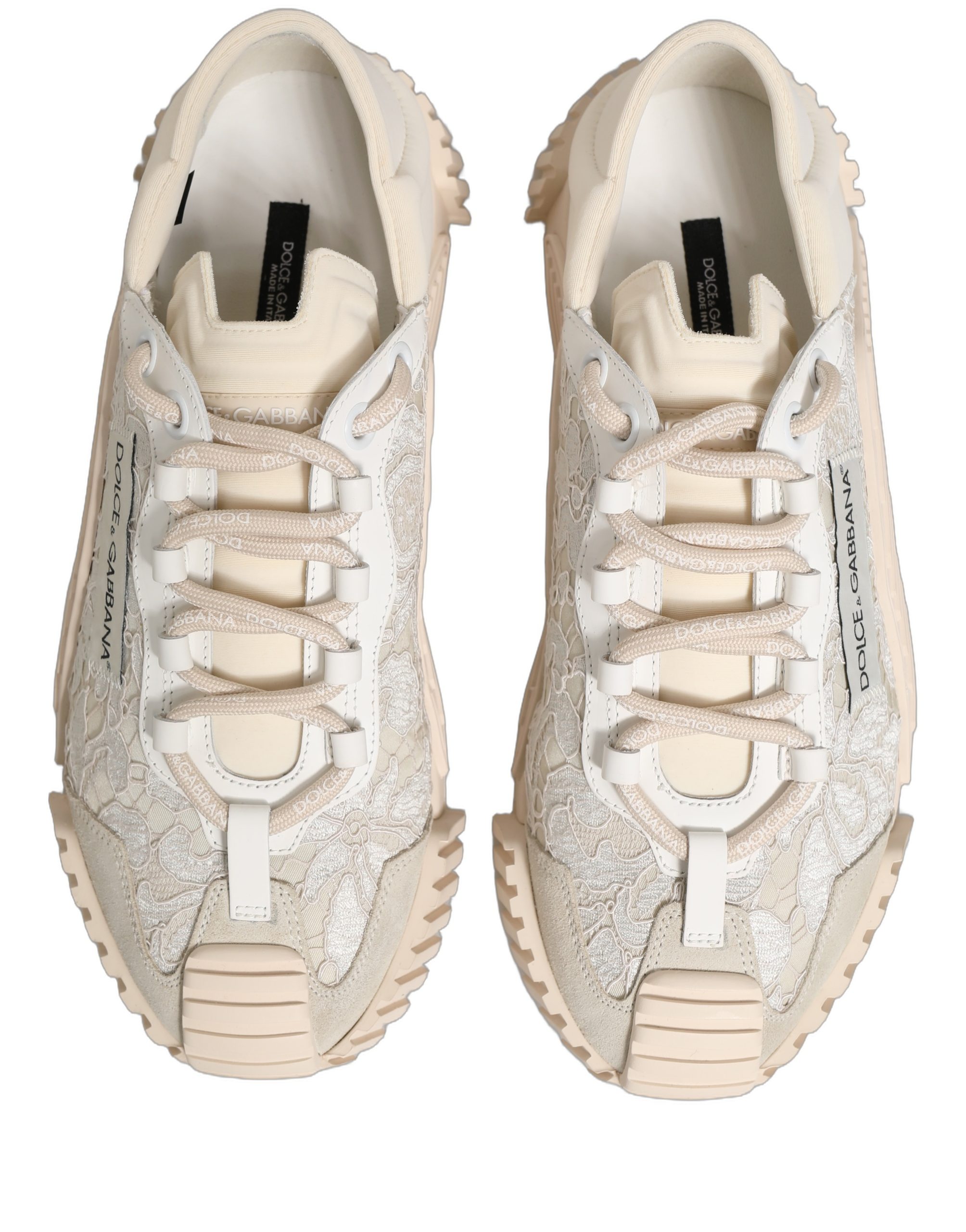 Dolce & Gabbana White Lace NS1 Low Top Sneaker Sports Shoes - Image 5