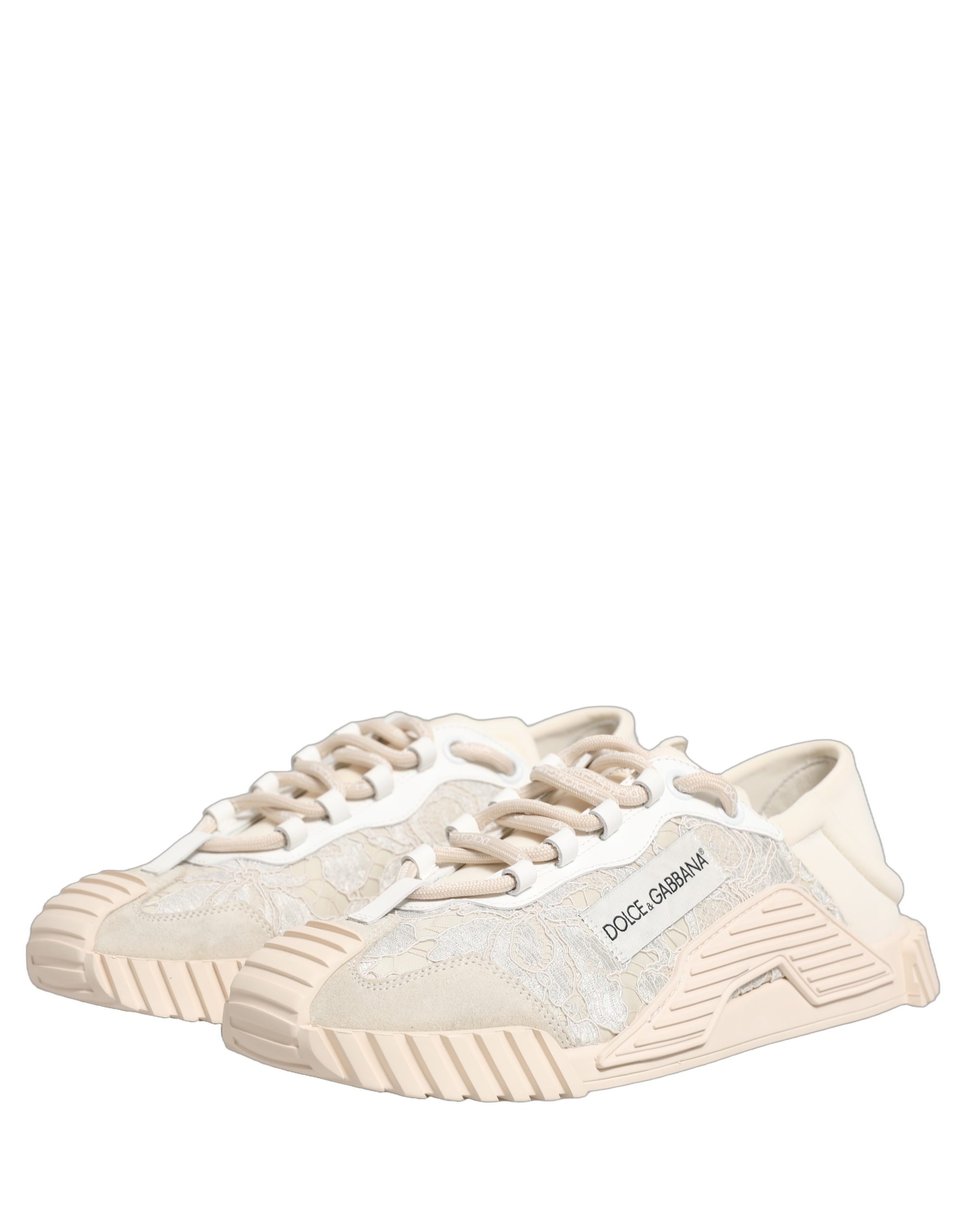 Dolce & Gabbana White Lace NS1 Low Top Sneaker Sports Shoes - Image 6