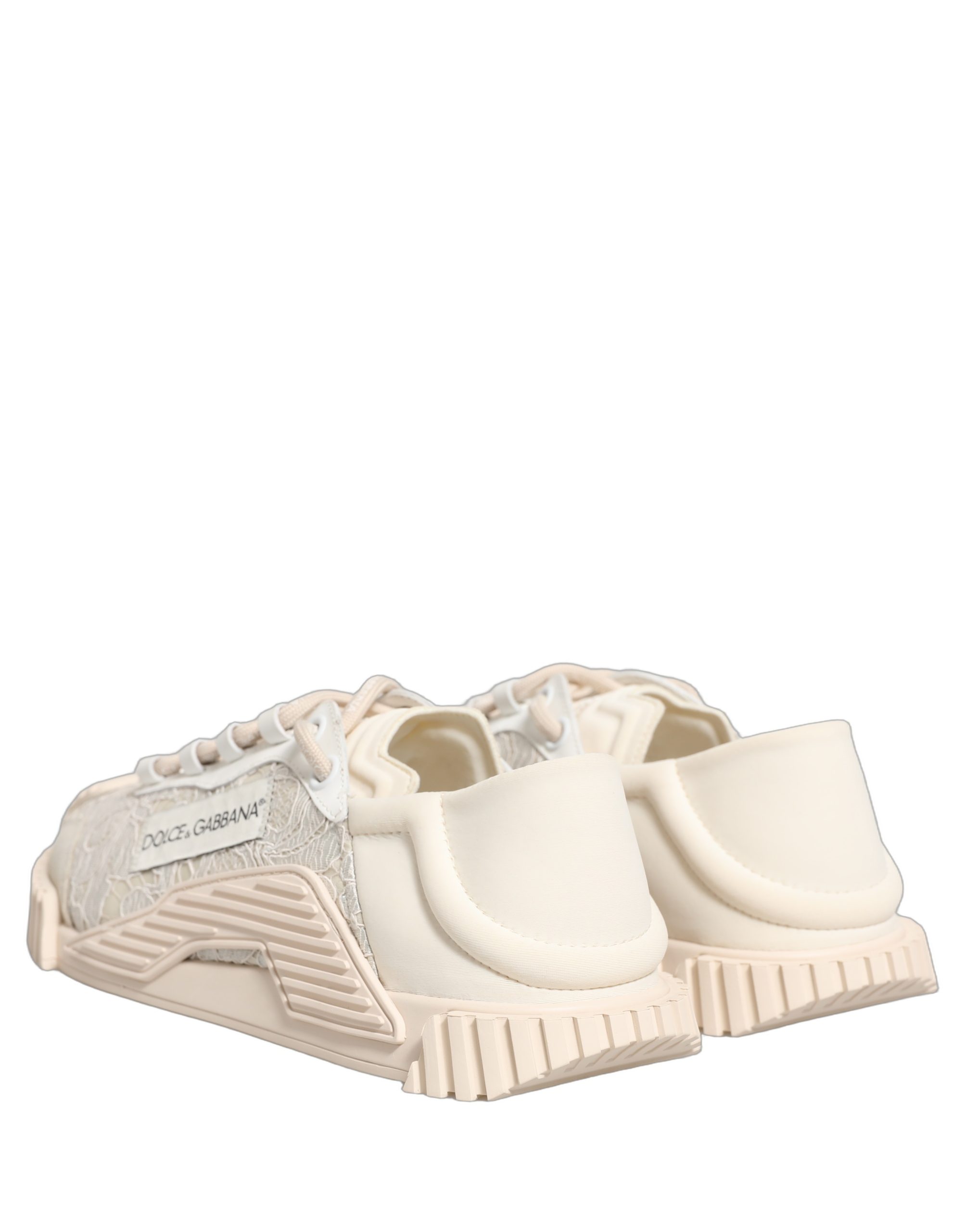 Dolce & Gabbana White Lace NS1 Low Top Sneaker Sports Shoes - Image 7