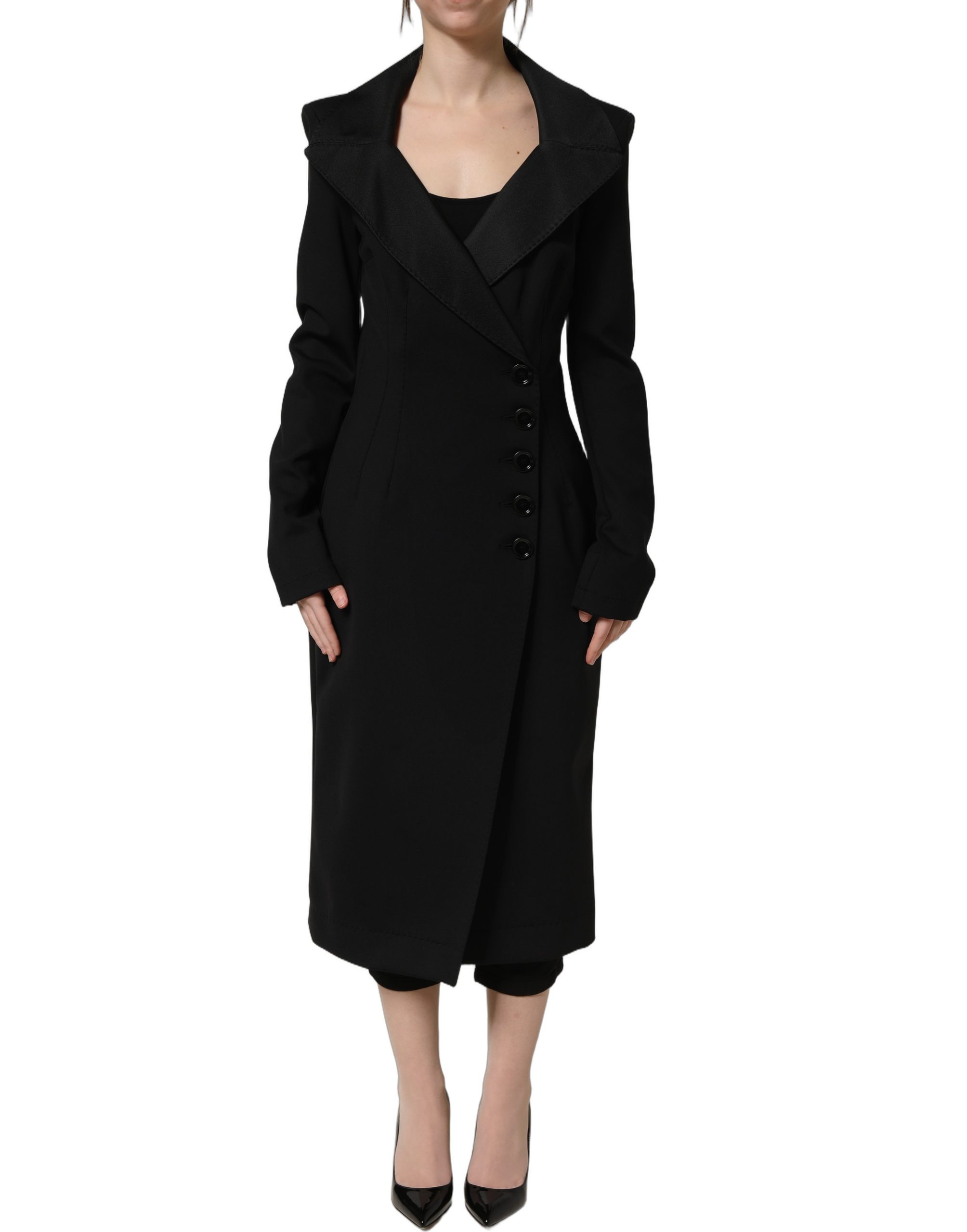 Dolce & Gabbana Black Nylon Double Breasted Coat Jacket - Image 4