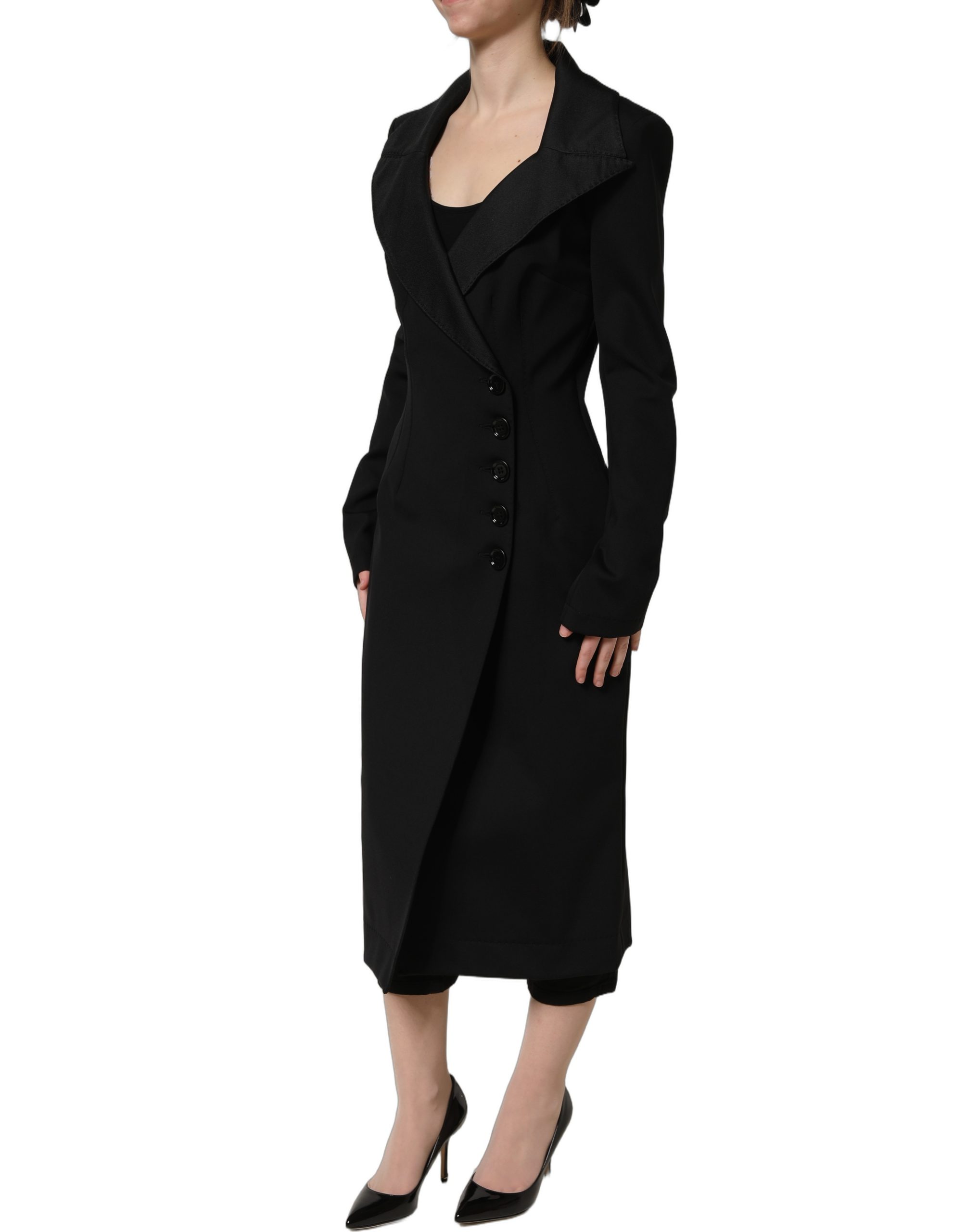 Dolce & Gabbana Black Nylon Double Breasted Coat Jacket - Image 6