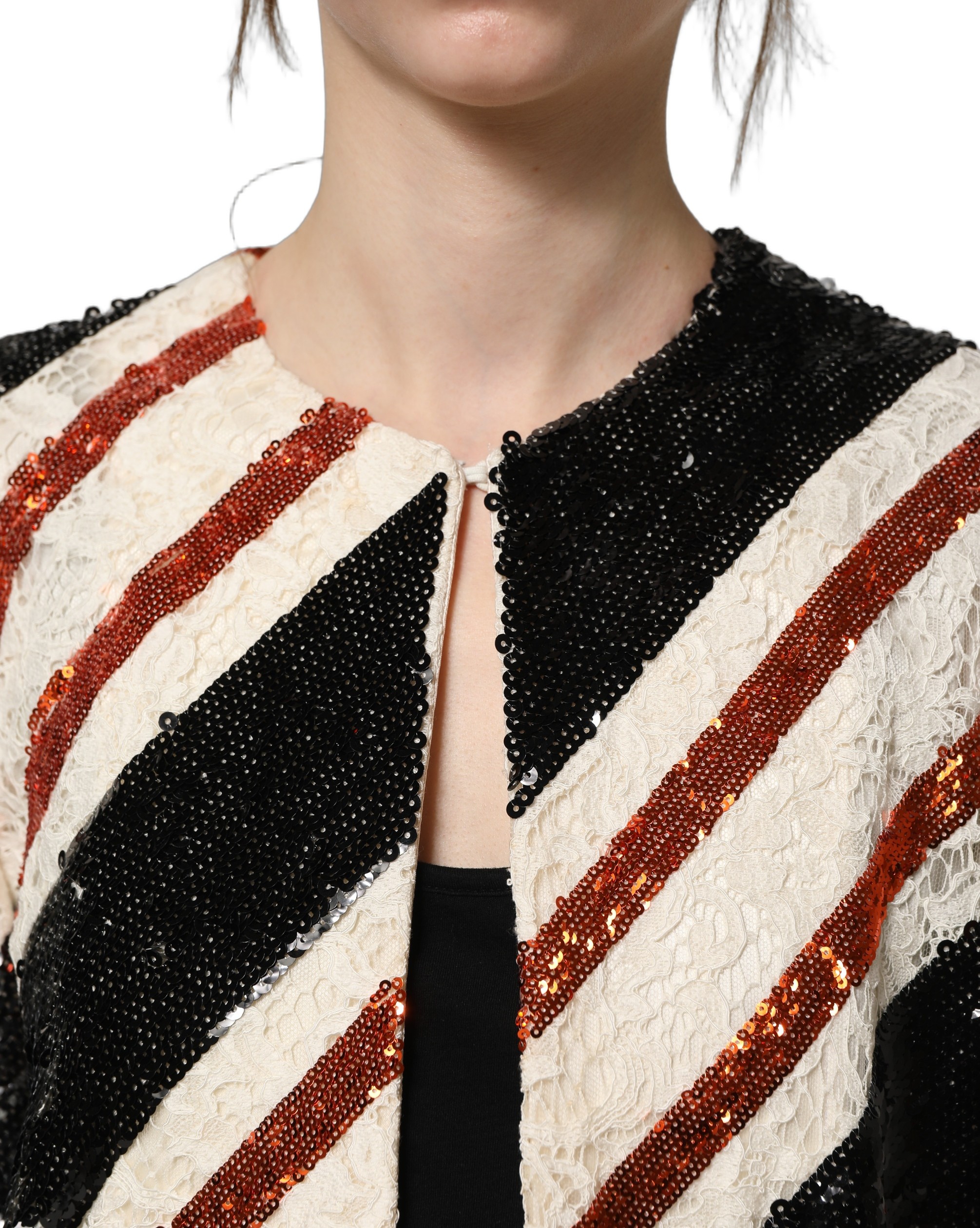 Dolce & Gabbana Multicolor Stripe Sequin Duster Coat Jacket - Image 6
