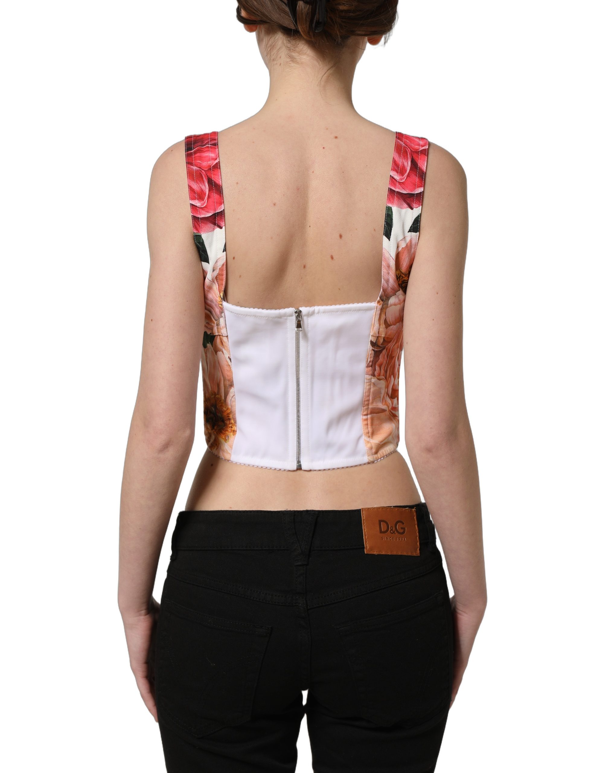 Dolce & Gabbana Multicolor Floral Cropped Bustier Tank Top - Image 4